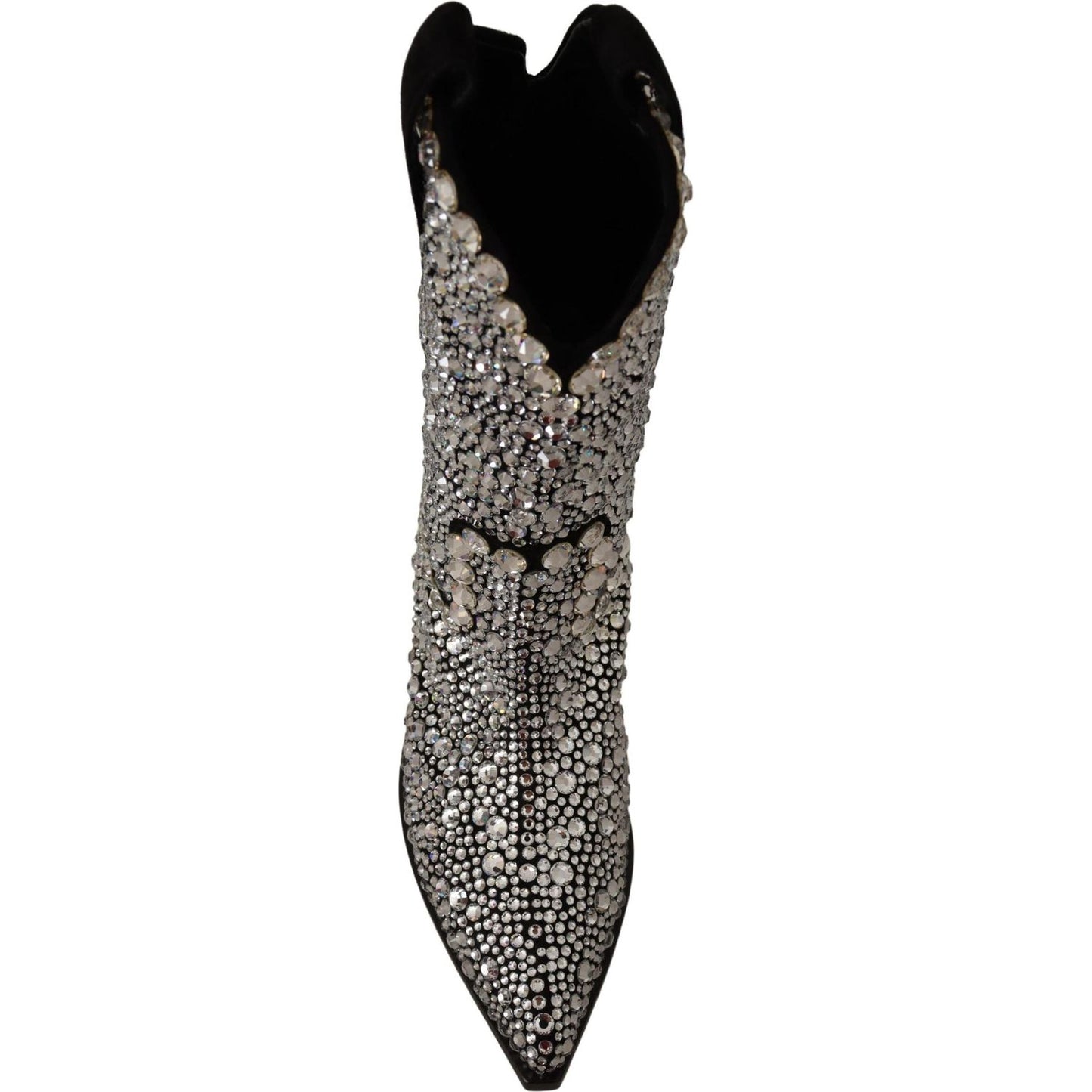 Dolce & Gabbana Crystal-Embellished Black Suede Boots Dolce & Gabbana Black
