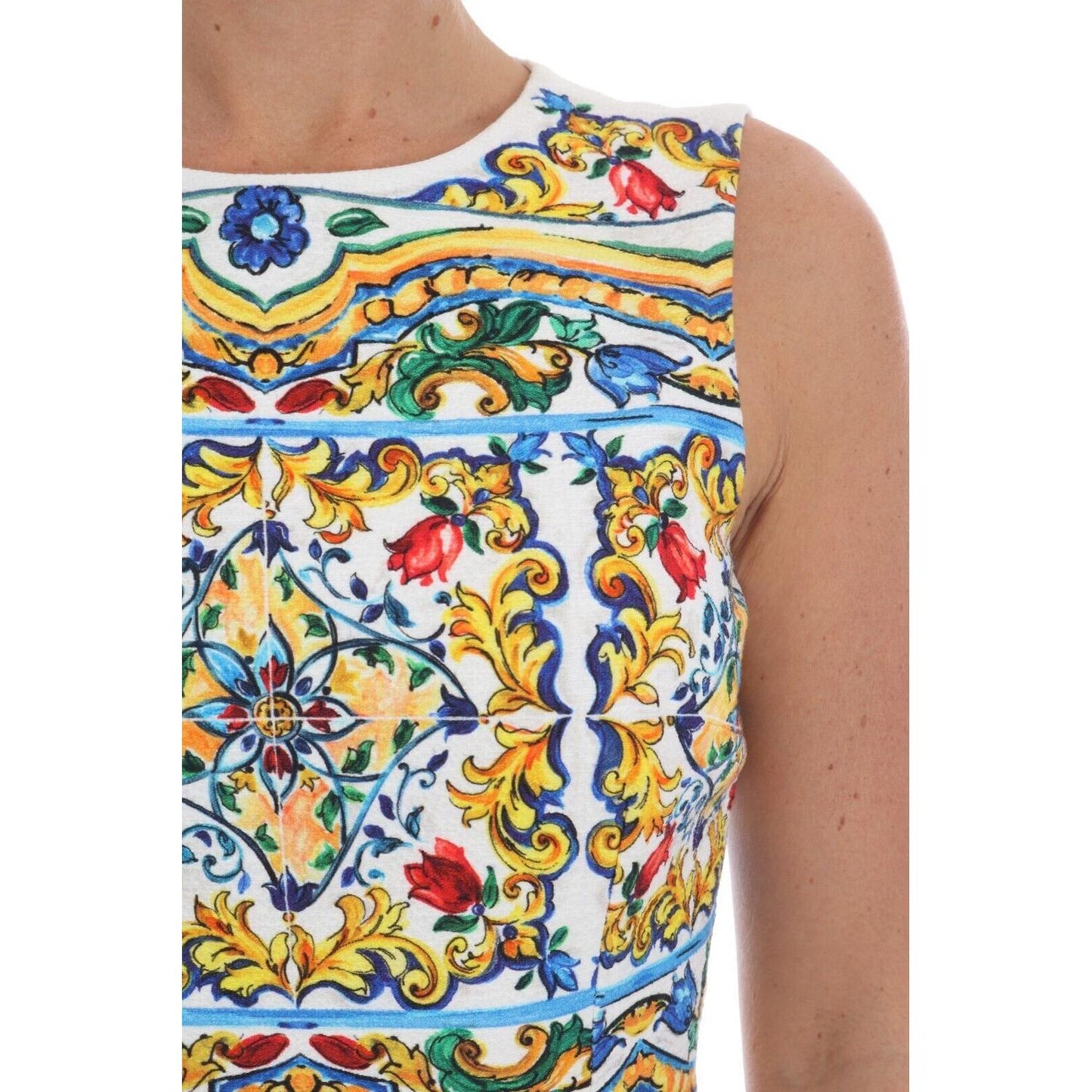 Dolce & Gabbana Majolica Print Midi Sheath Dress Dolce & Gabbana Dark Khaki