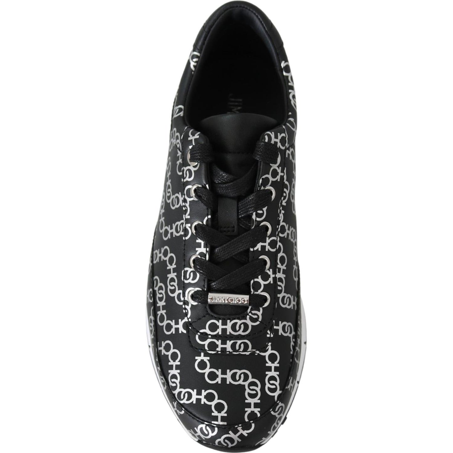 Jimmy Choo Elegant Black & Silver Leather Sneakers Jimmy Choo Black