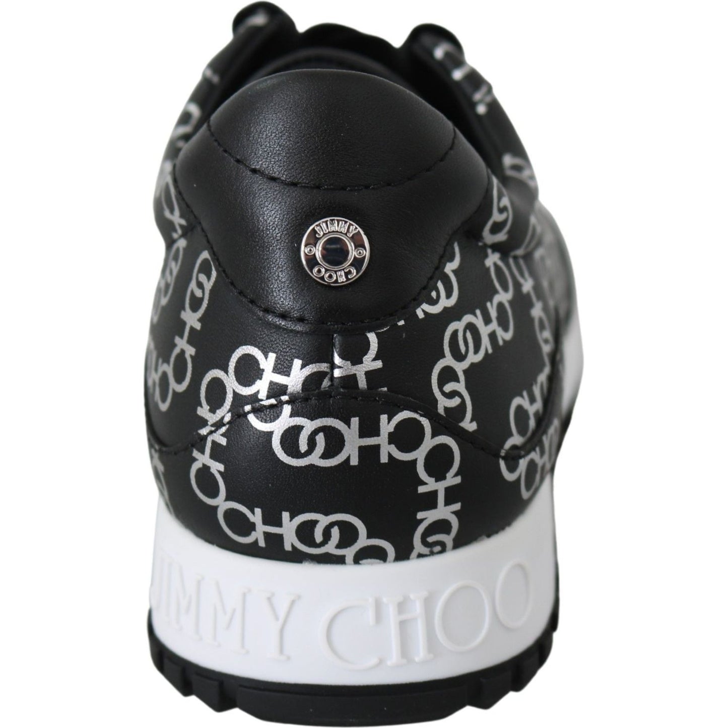 Jimmy Choo Elegant Black & Silver Leather Sneakers Jimmy Choo Light Gray