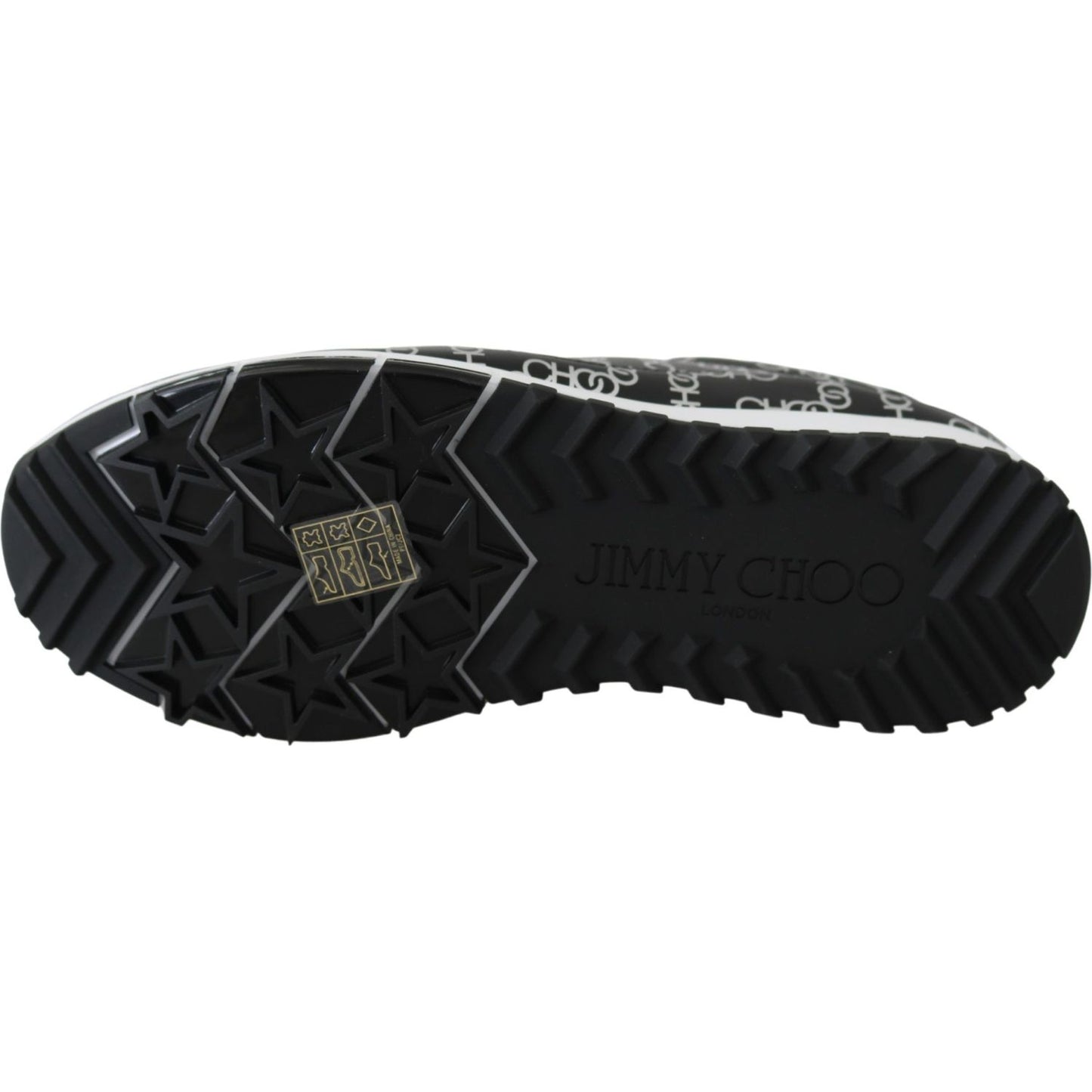 Jimmy Choo Elegant Black & Silver Leather Sneakers Jimmy Choo Black