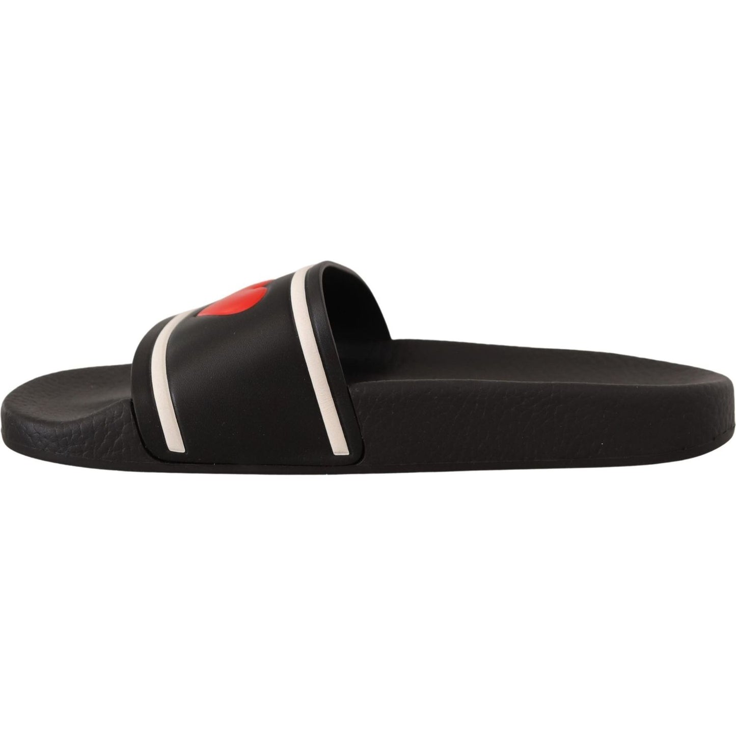 Dolce & Gabbana Elegant Black Leather Slide Sandals for Her Dolce & Gabbana Dark Slate Gray
