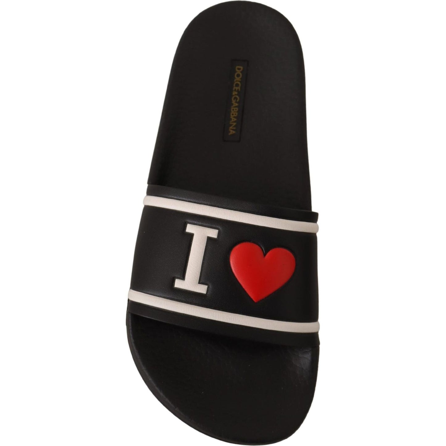 Dolce & Gabbana Elegant Black Leather Slide Sandals for Her Dolce & Gabbana Black