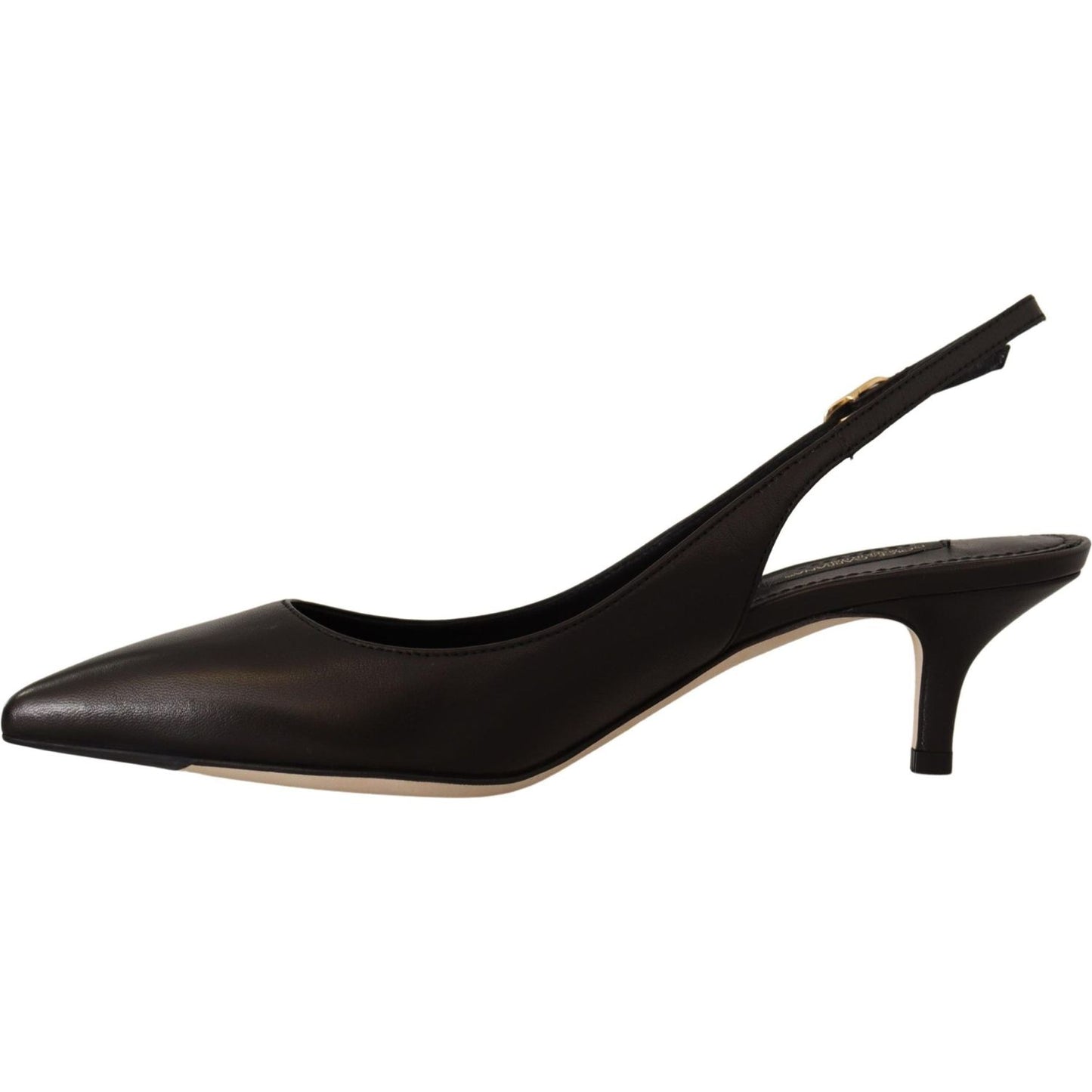 Dolce & Gabbana Elegant Black Leather Slingbacks Heels Dolce & Gabbana Black