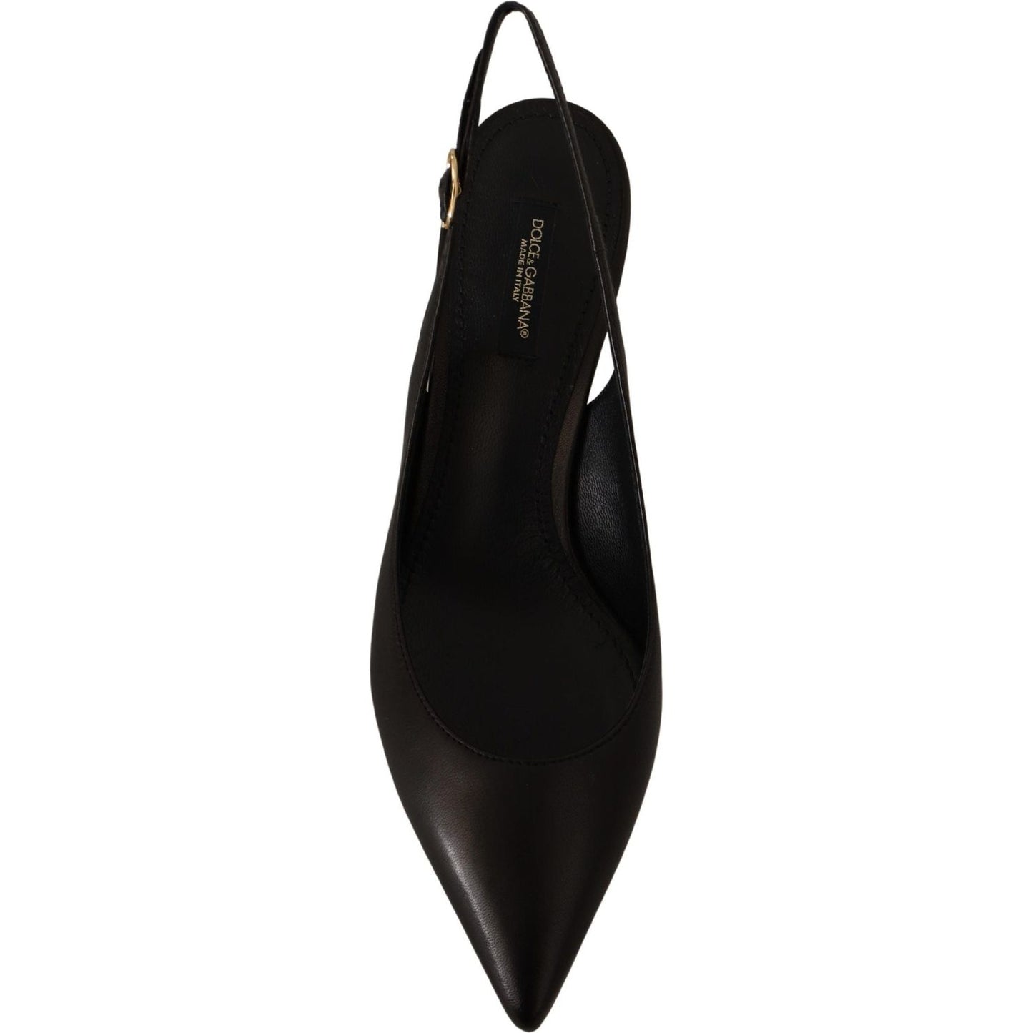 Dolce & Gabbana Elegant Black Leather Slingbacks Heels Dolce & Gabbana Black