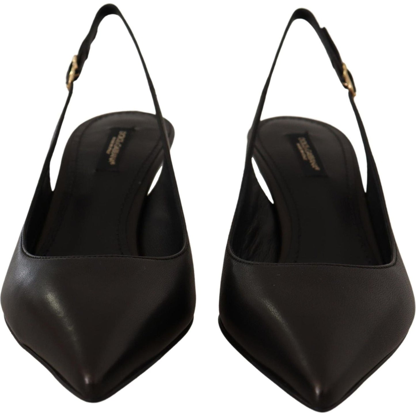 Dolce & Gabbana Elegant Black Leather Slingbacks Heels Dolce & Gabbana Black