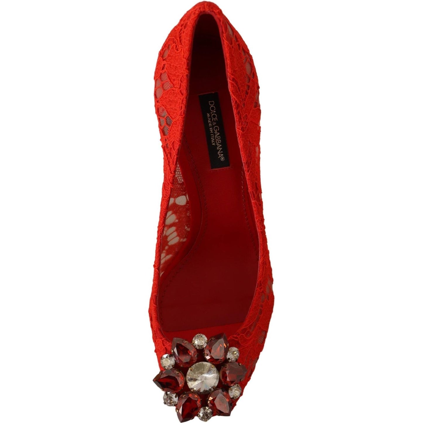 Dolce & Gabbana Red Crystal Taormina Lace Heels Pumps Dolce & Gabbana Dark Red