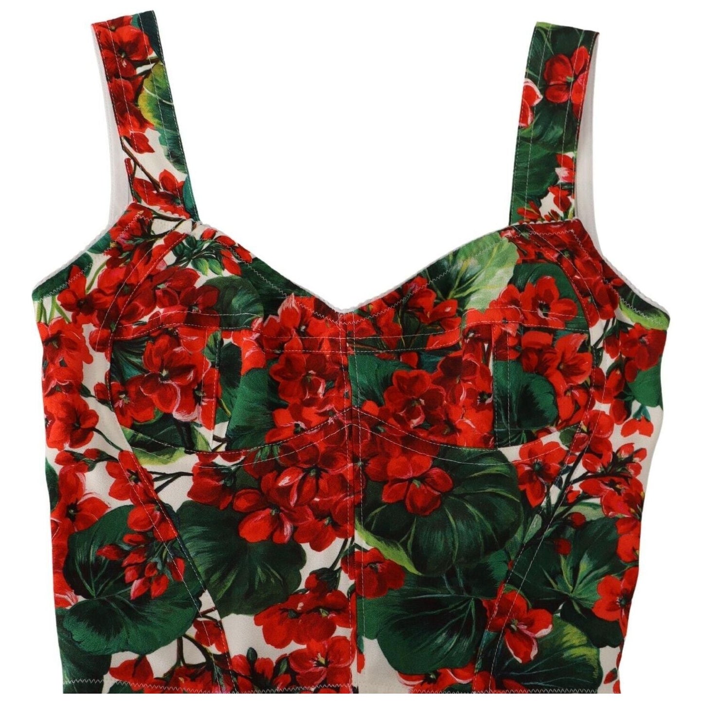Dolce & Gabbana Elegant Red Cropped Top with Geranium Print Dolce & Gabbana Dark Slate Gray