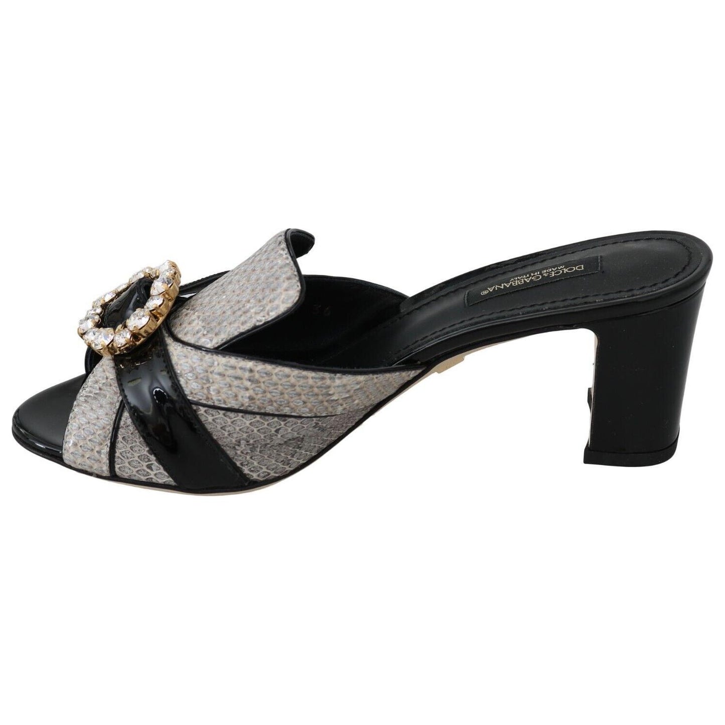 Dolce & Gabbana Crystal-Embellished Exotic Leather Sandals Dolce & Gabbana Gray
