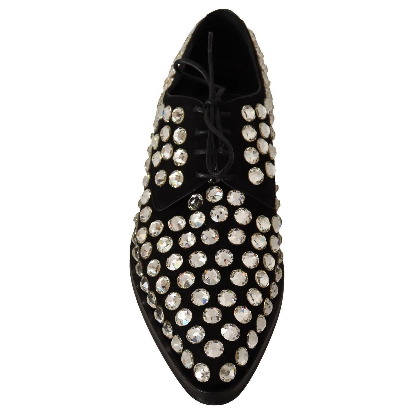 Dolce & Gabbana Elegant Crystal-Embellished Lace-Up Flats Dolce & Gabbana Gray