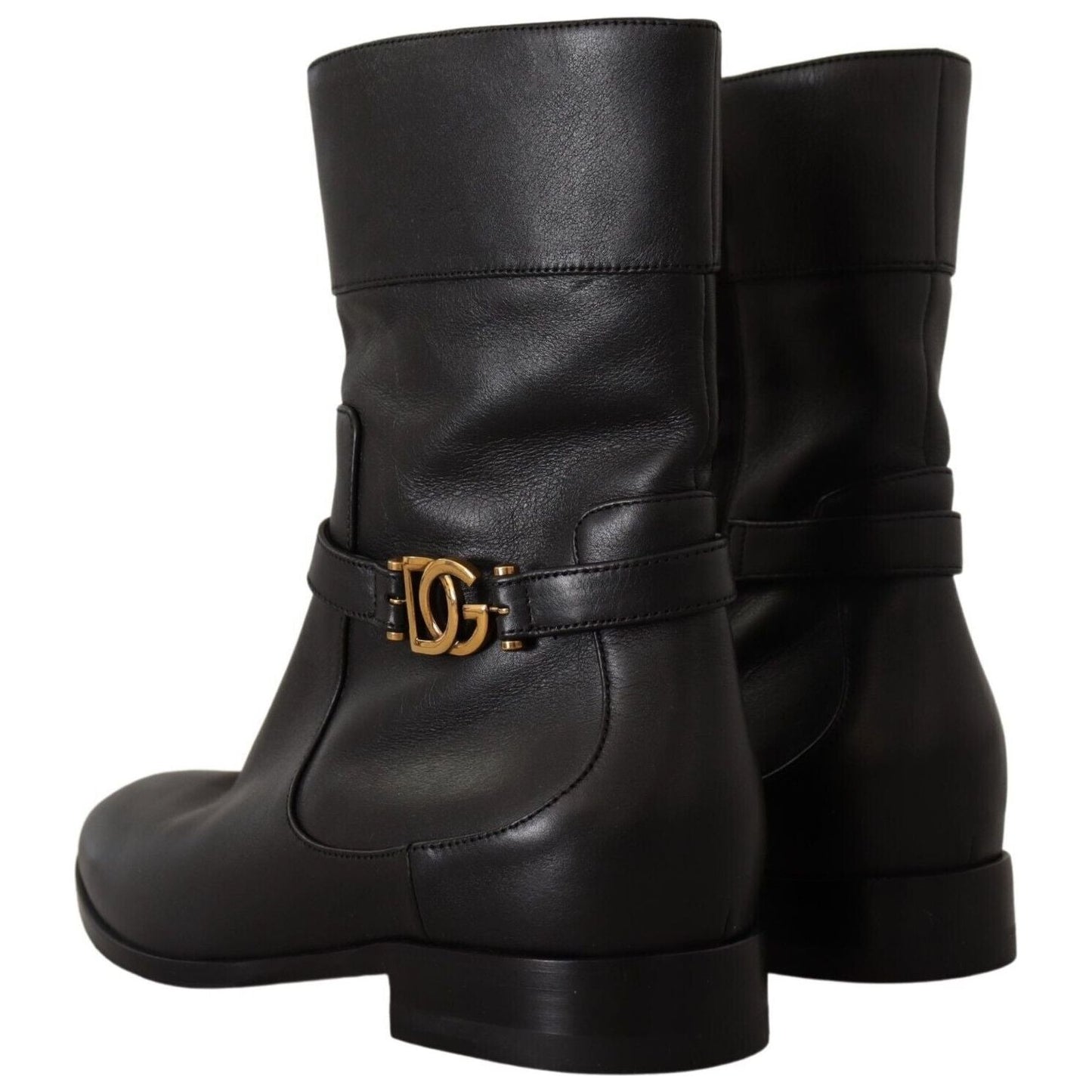 Dolce & Gabbana Elegant Leather Biker Boots Dolce & Gabbana Black