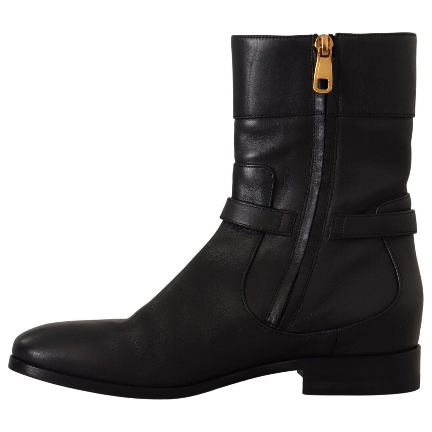Dolce & Gabbana Elegant Leather Biker Boots Dolce & Gabbana Black