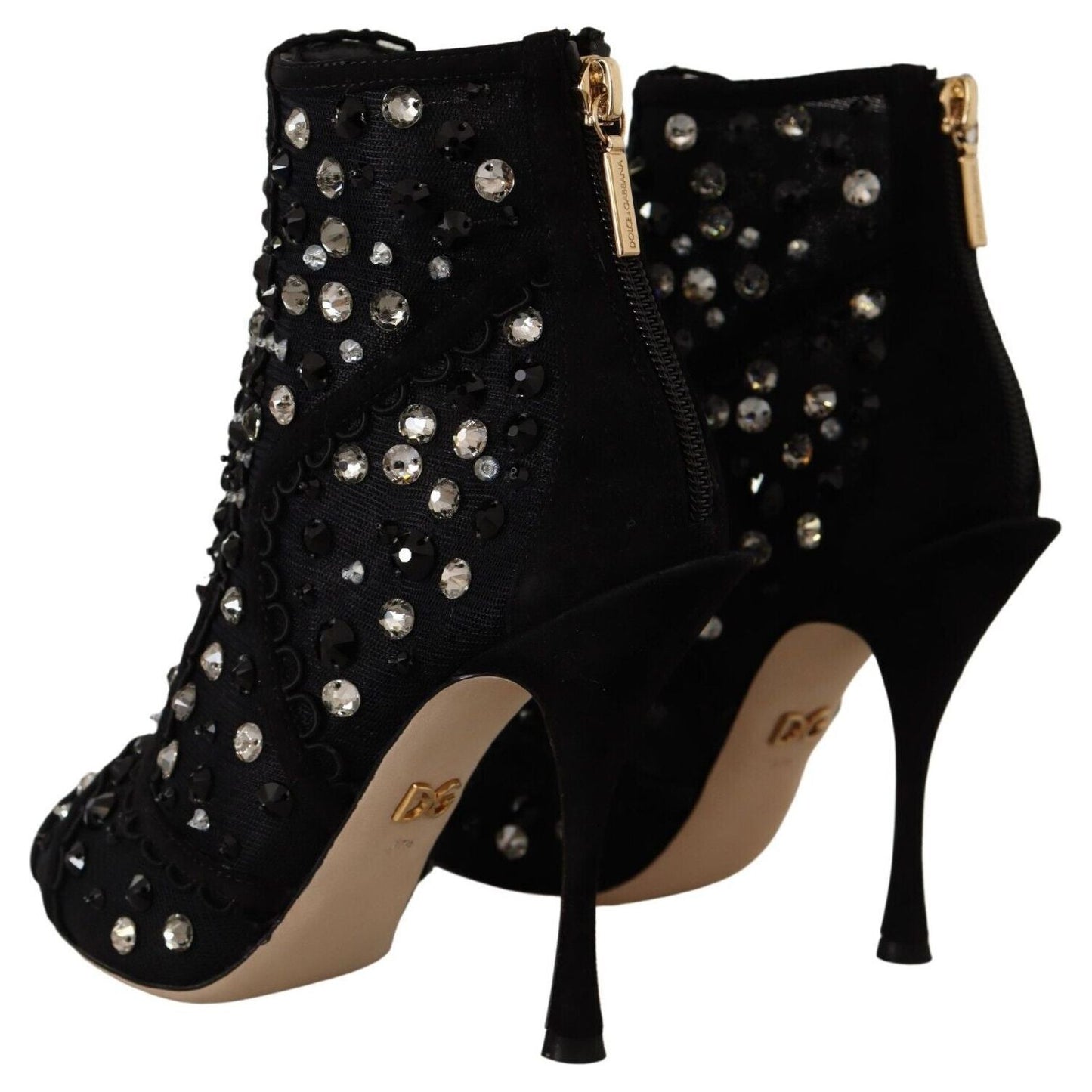 Dolce & Gabbana Embellished Crystal Short Boots Dolce & Gabbana Black