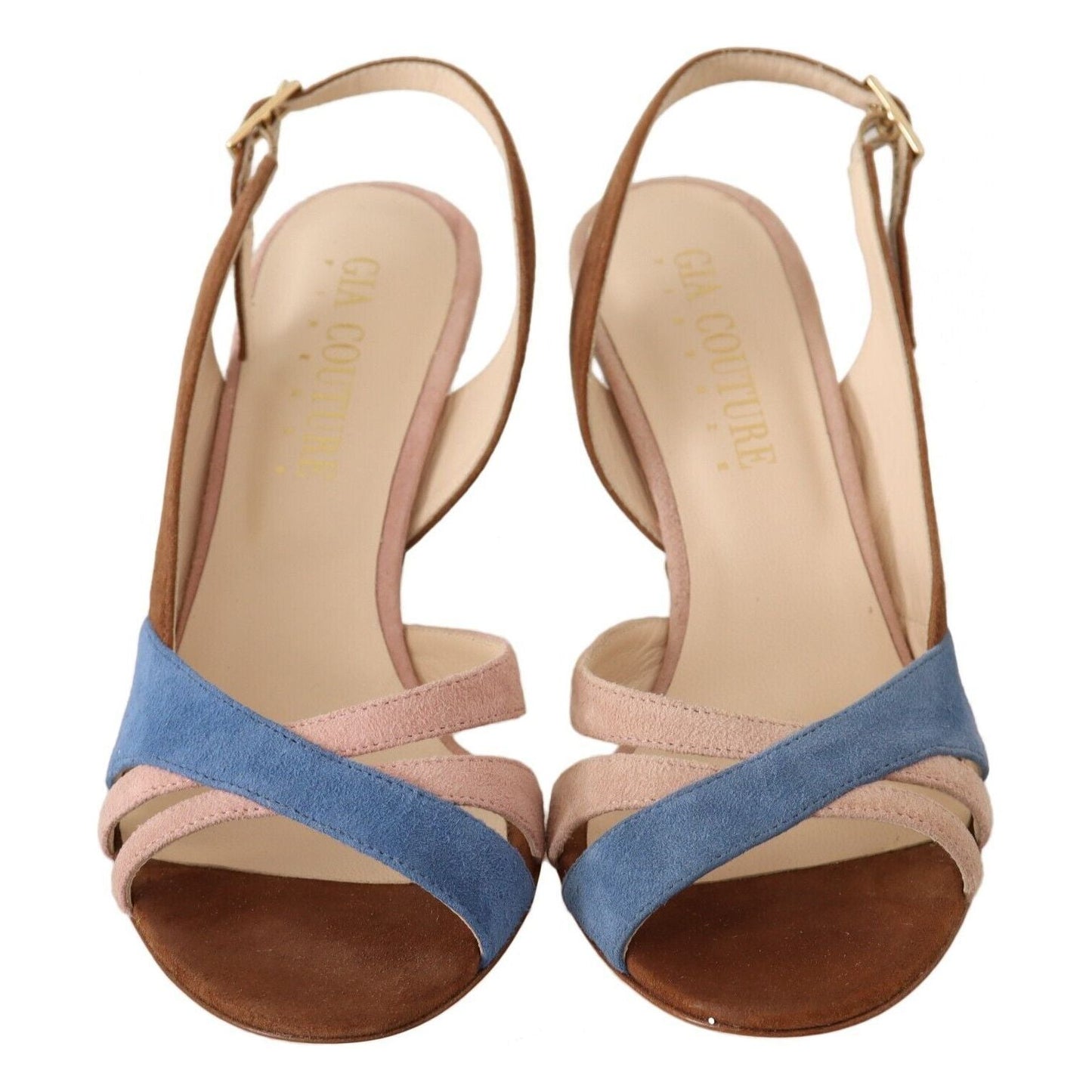GIA COUTURE Chic Multicolor Suede Slingback Heel Sandals GIA COUTURE Rosy Brown