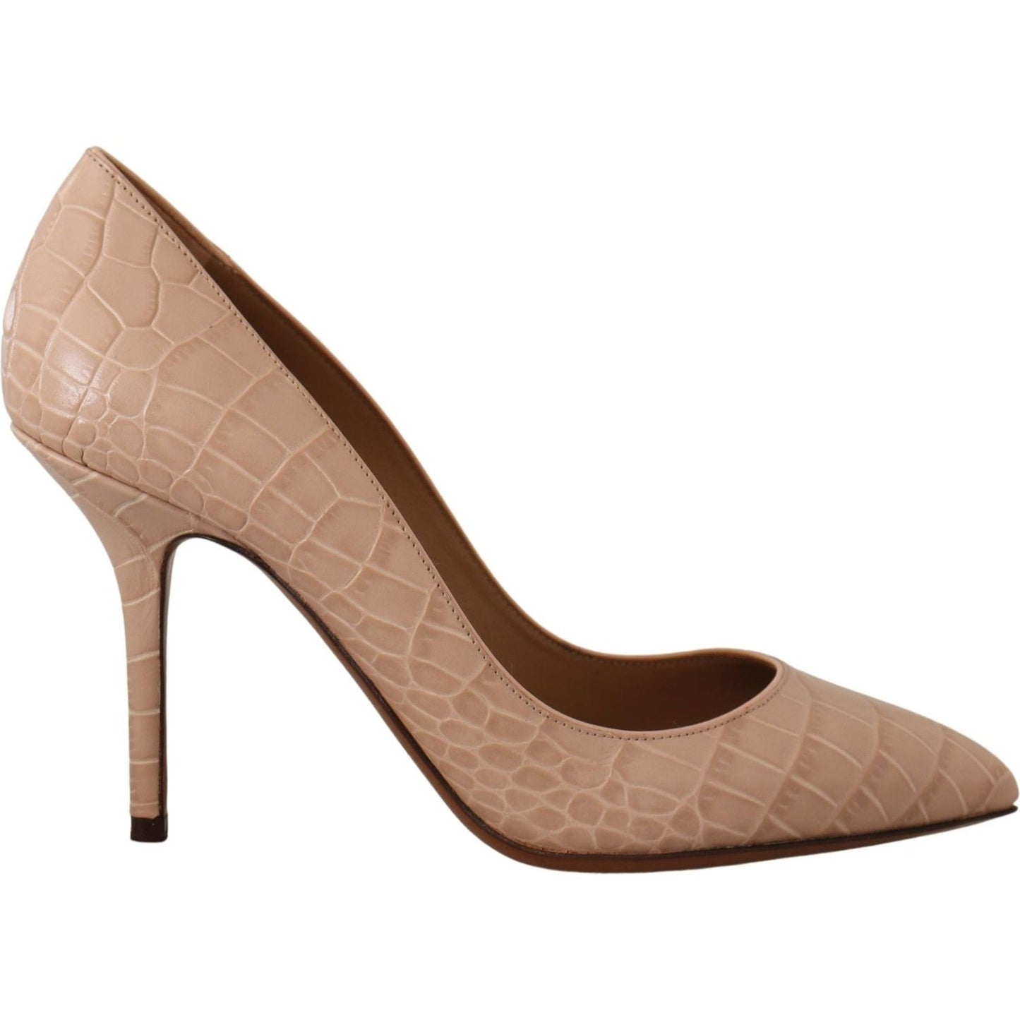 Dolce & Gabbana Elegant Nude Leather Kitten Heels Pumps Dolce & Gabbana Rosy Brown