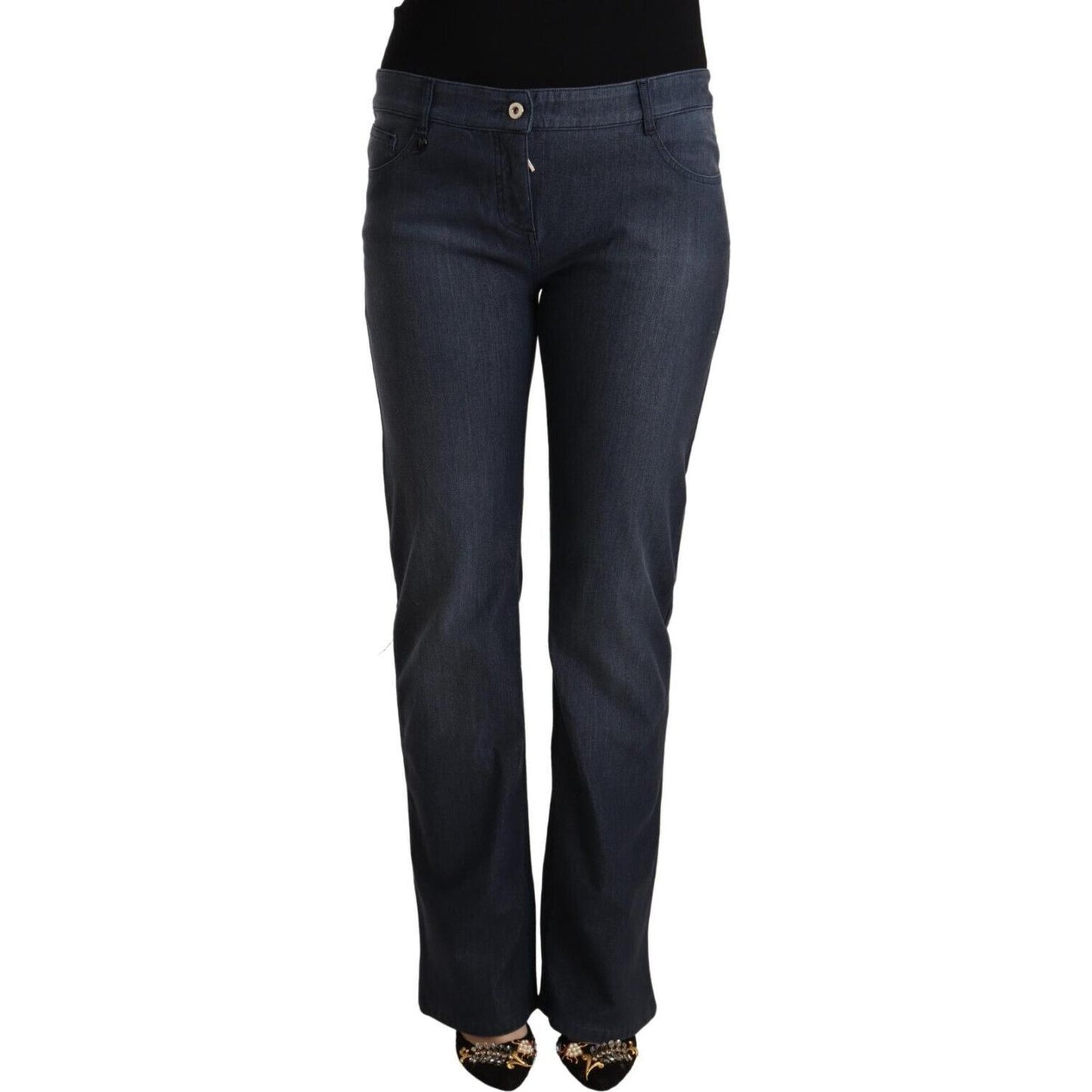 MARGHI LO' Chic Dark Blue Straight Cut Jeans MARGHI LO' Dark Slate Gray