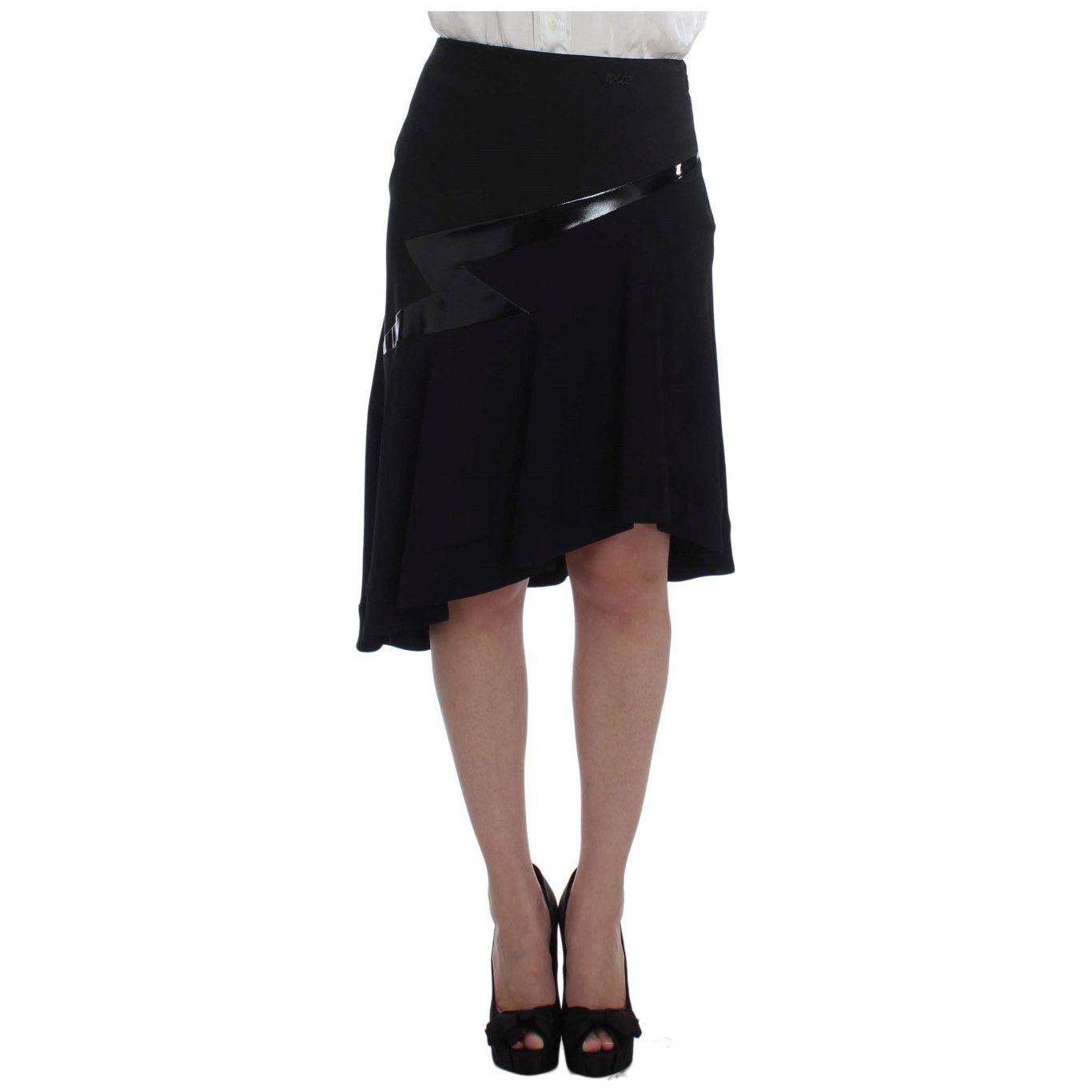 Exte Elegant Two-Piece Skirt Suit in Black & Blue Skirt Suit Exte Black