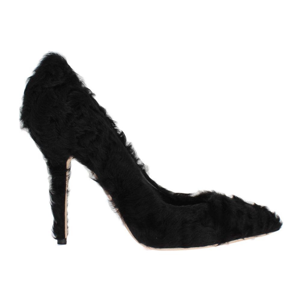 Dolce & Gabbana Elegant Pumps in Luxe Xiangao Fur Leather Dolce & Gabbana Black