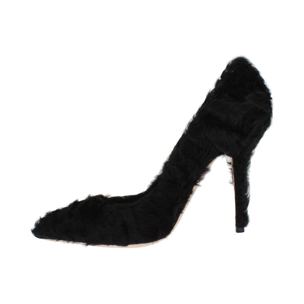 Dolce & Gabbana Elegant Pumps in Luxe Xiangao Fur Leather Dolce & Gabbana Black
