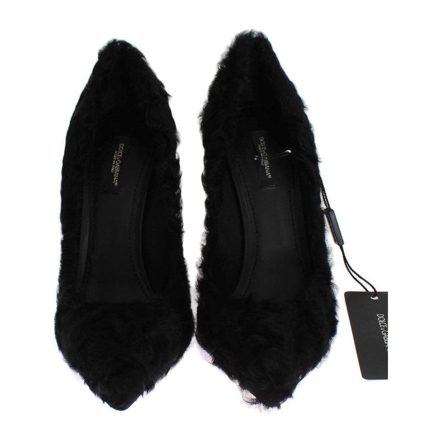 Dolce & Gabbana Elegant Pumps in Luxe Xiangao Fur Leather Dolce & Gabbana Black