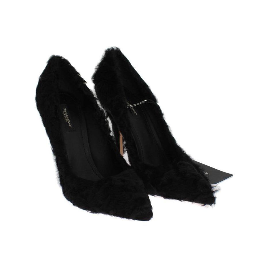 Dolce & Gabbana Elegant Pumps in Luxe Xiangao Fur Leather Dolce & Gabbana Black