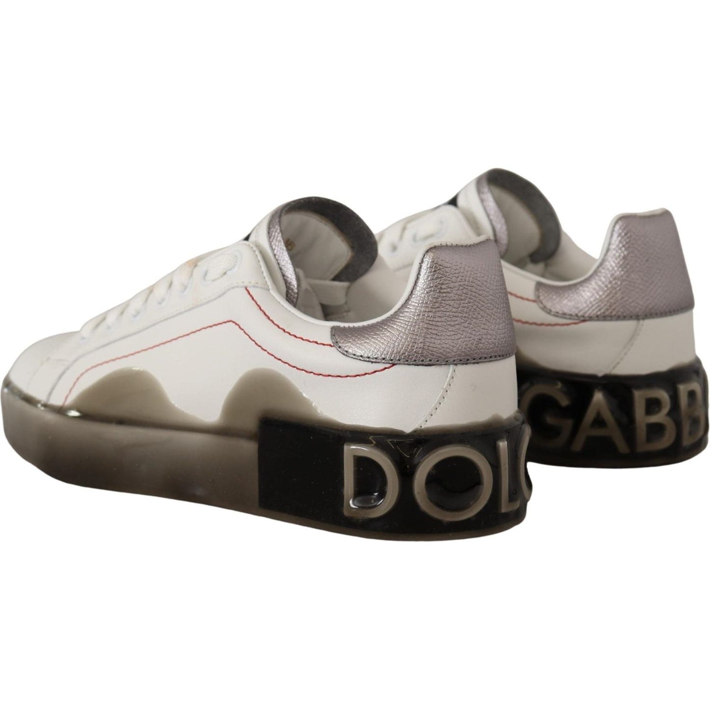 Dolce & Gabbana Elegant White Leather Sneakers Dolce & Gabbana Dark Gray