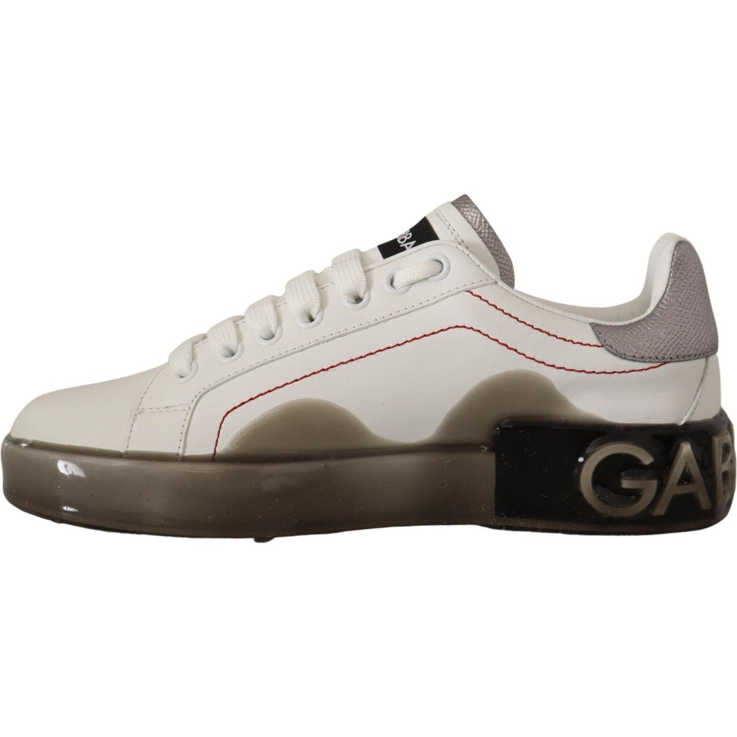 Dolce & Gabbana Elegant White Leather Sneakers Dolce & Gabbana Gray