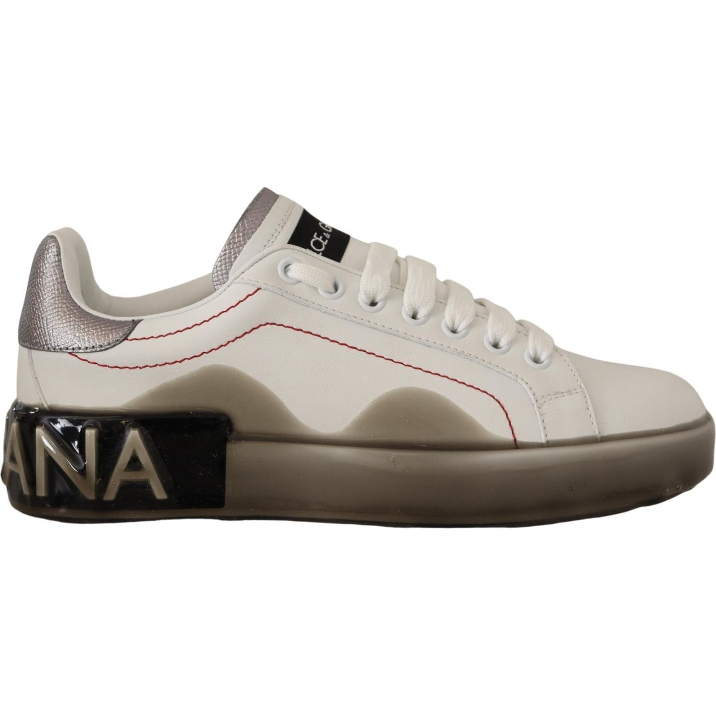 Dolce & Gabbana Elegant White Leather Sneakers Dolce & Gabbana Gray