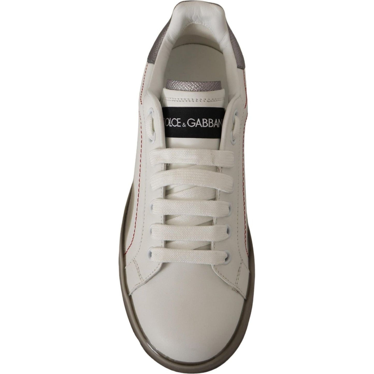 Dolce & Gabbana Elegant White Leather Sneakers Dolce & Gabbana Dark Gray