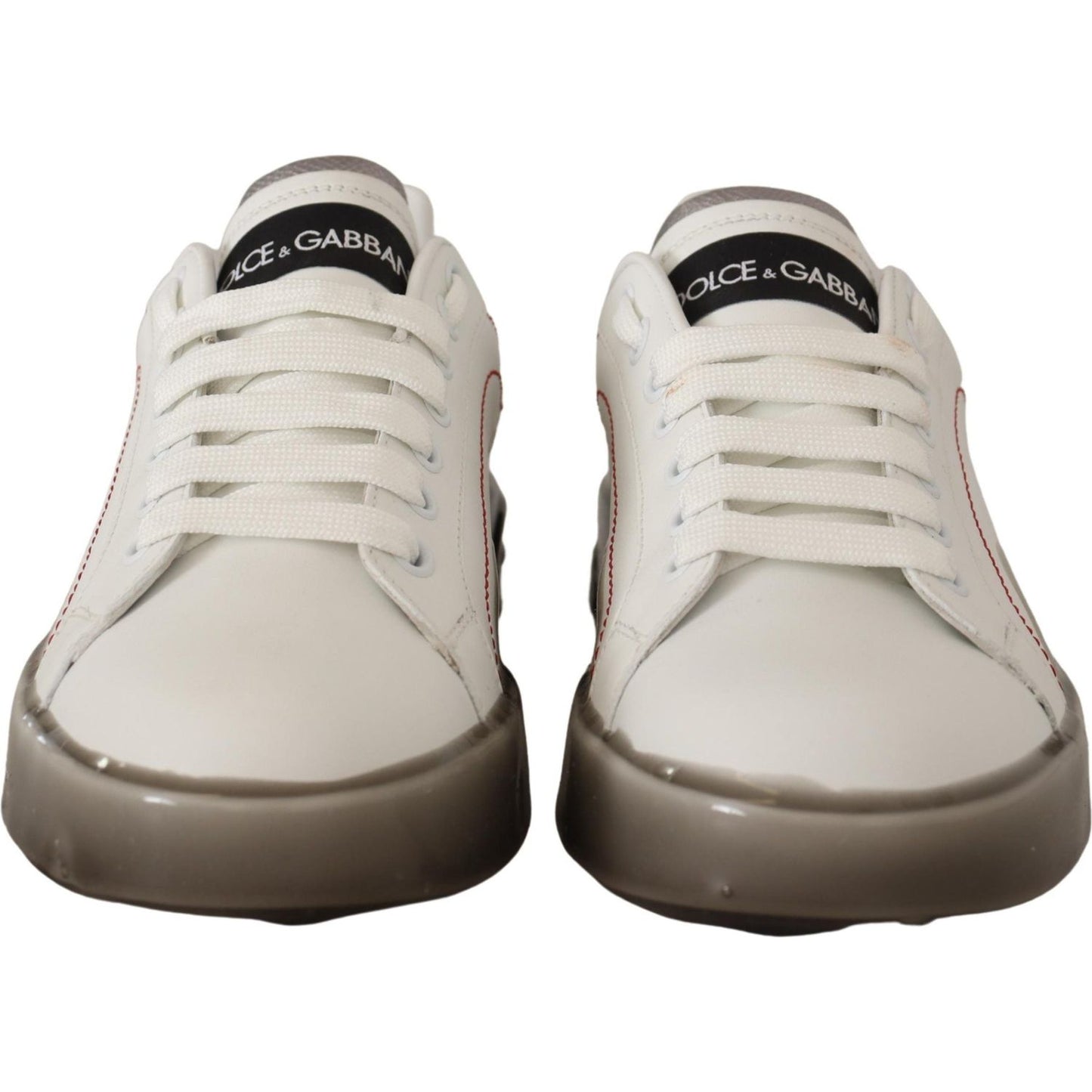 Dolce & Gabbana Elegant White Leather Sneakers Dolce & Gabbana Gray