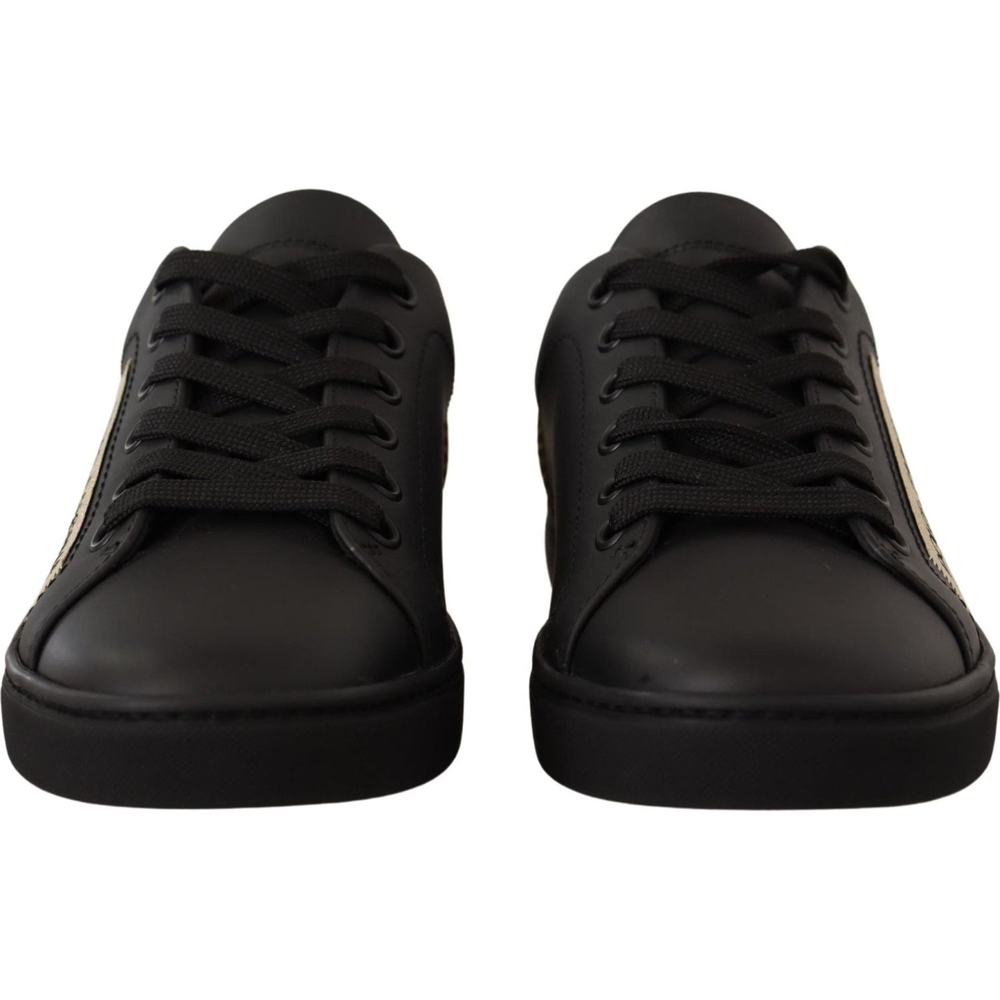 Dolce & Gabbana Chic Black and Gold Low-top Leather Sneakers Dolce & Gabbana Black
