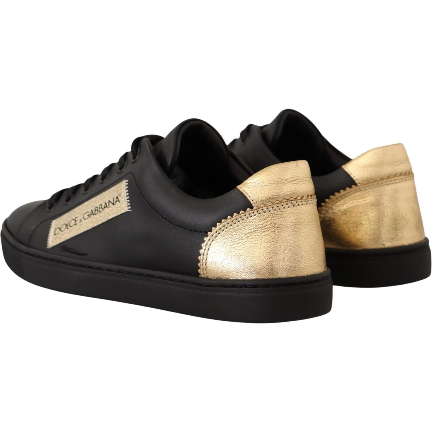 Dolce & Gabbana Chic Black and Gold Low-top Leather Sneakers Dolce & Gabbana Tan