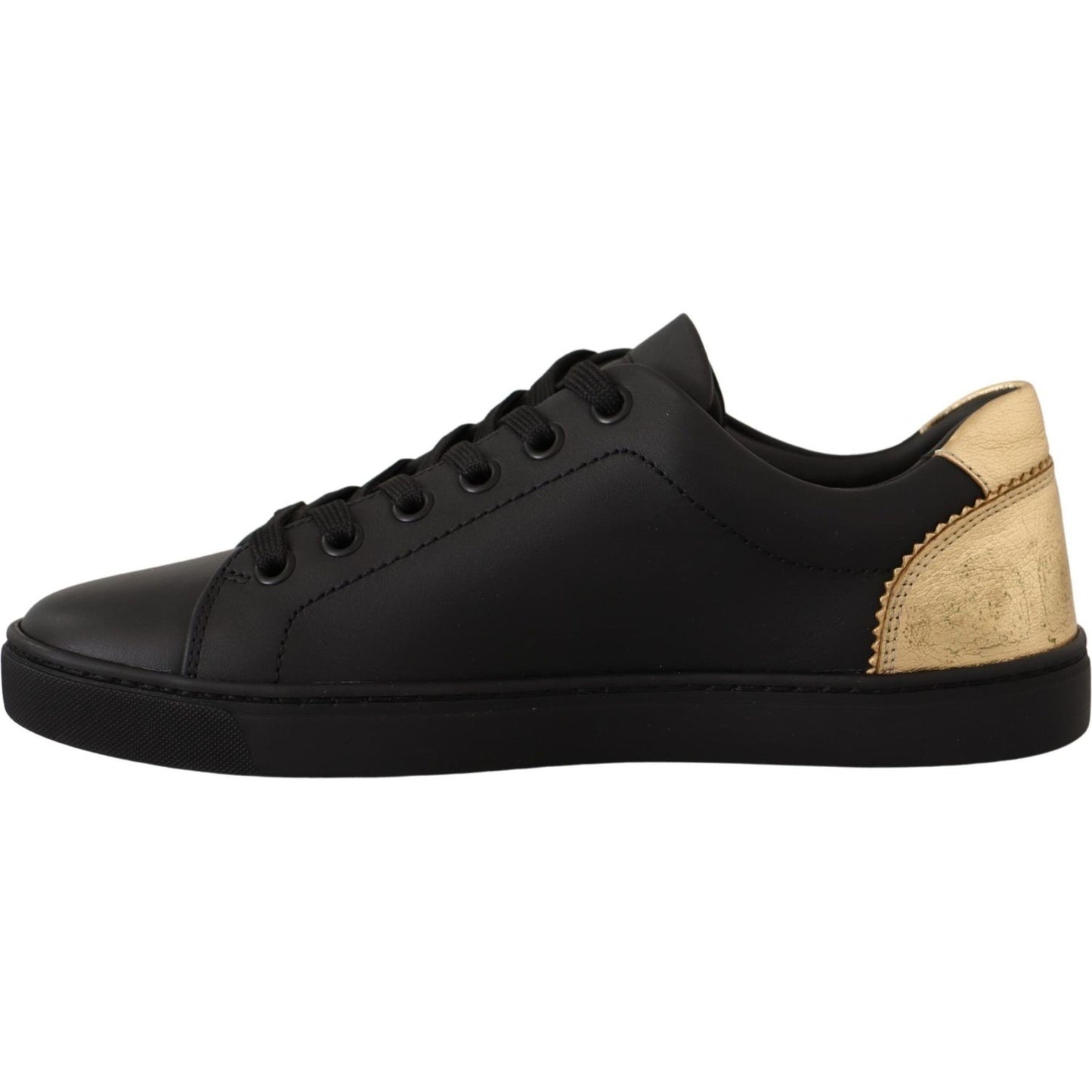 Dolce & Gabbana Chic Black and Gold Low-top Leather Sneakers Dolce & Gabbana Black