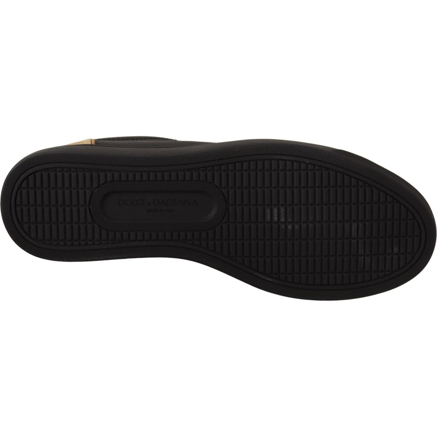 Dolce & Gabbana Chic Black and Gold Low-top Leather Sneakers Dolce & Gabbana Black