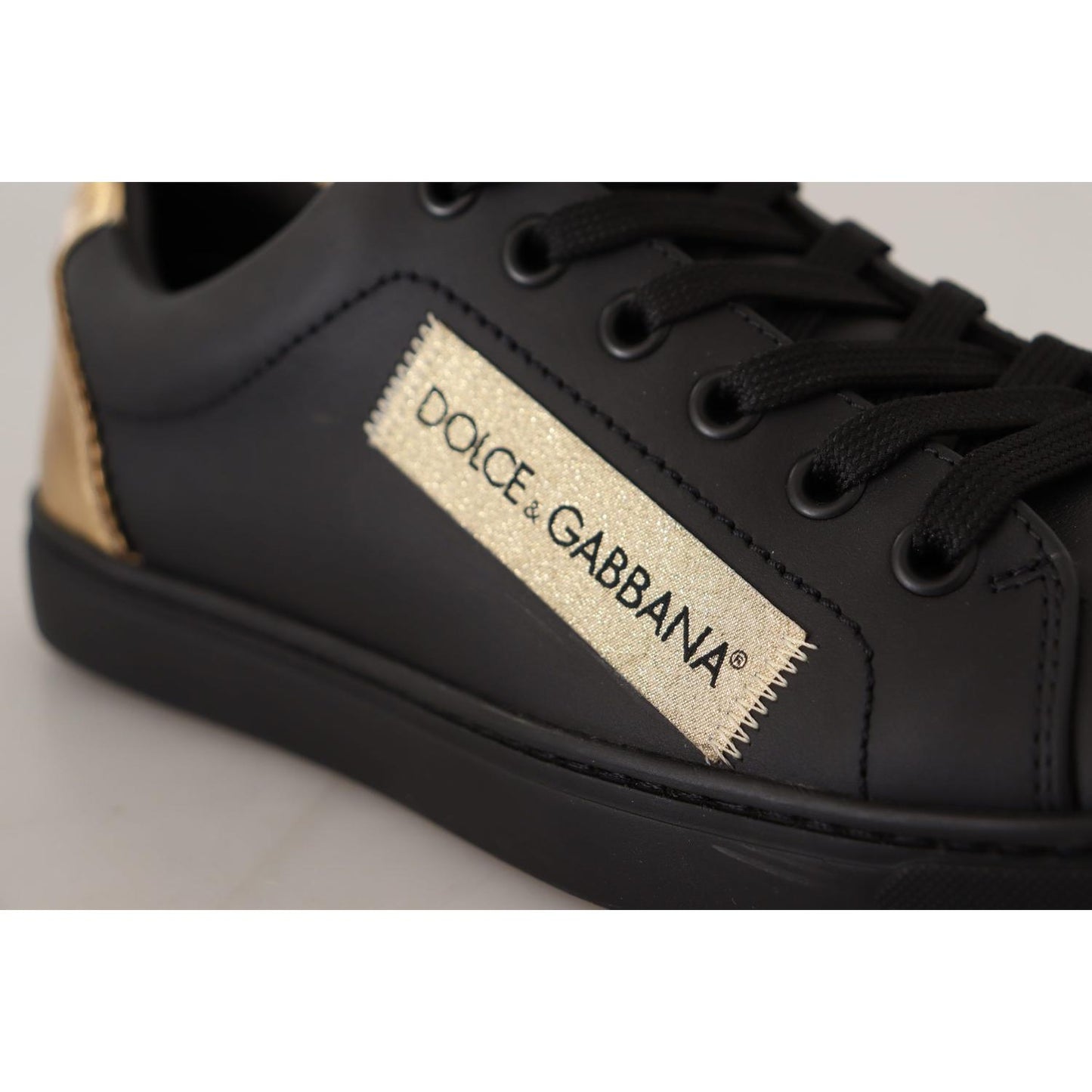Dolce & Gabbana Chic Black and Gold Low-top Leather Sneakers Dolce & Gabbana Gray