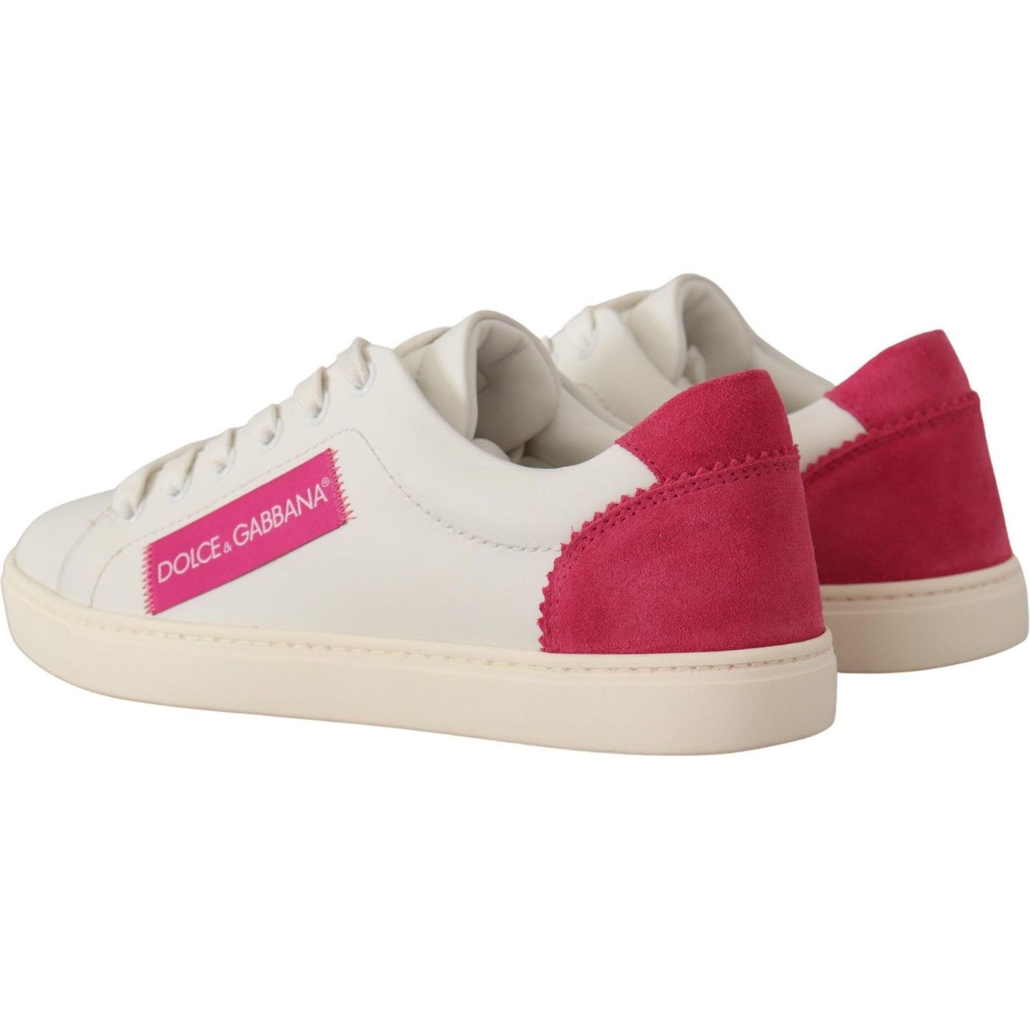 Dolce & Gabbana Elegant White Leather Low-Top Sneakers Dolce & Gabbana Light Gray