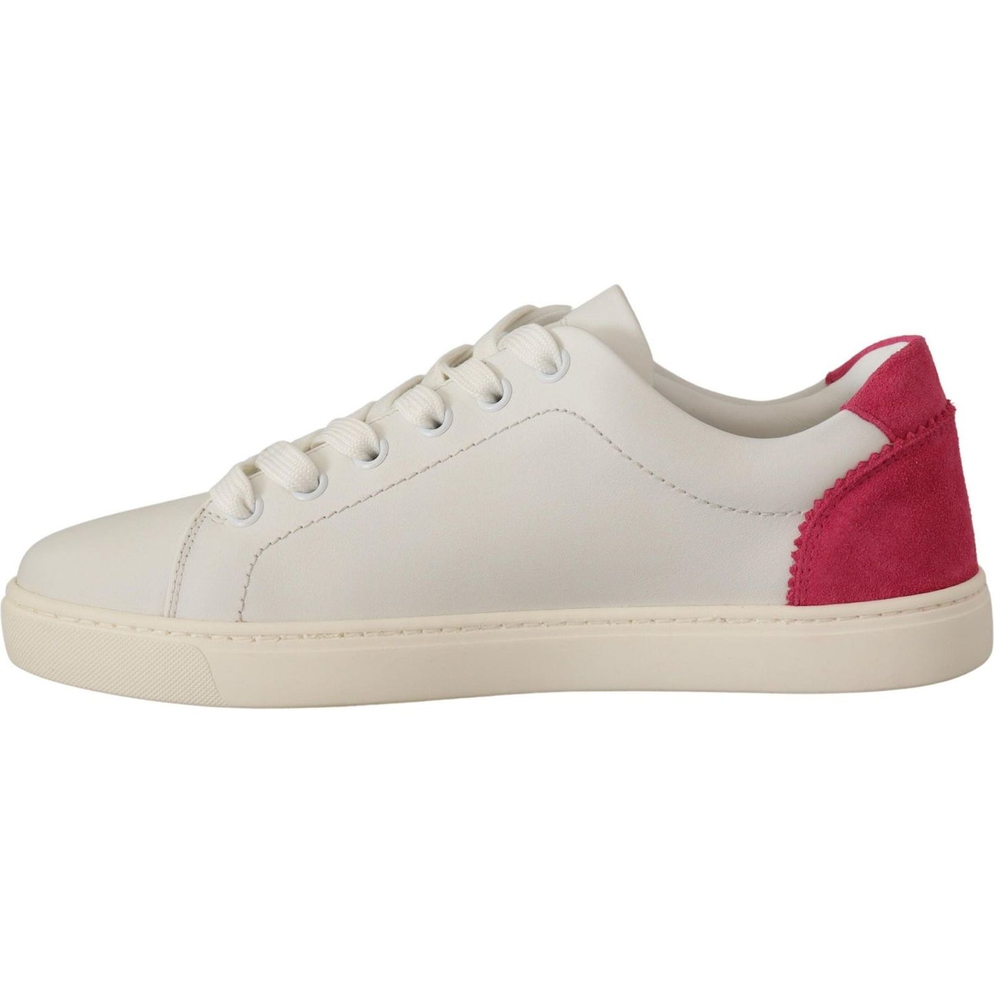 Dolce & Gabbana Elegant White Leather Low-Top Sneakers Dolce & Gabbana Gray