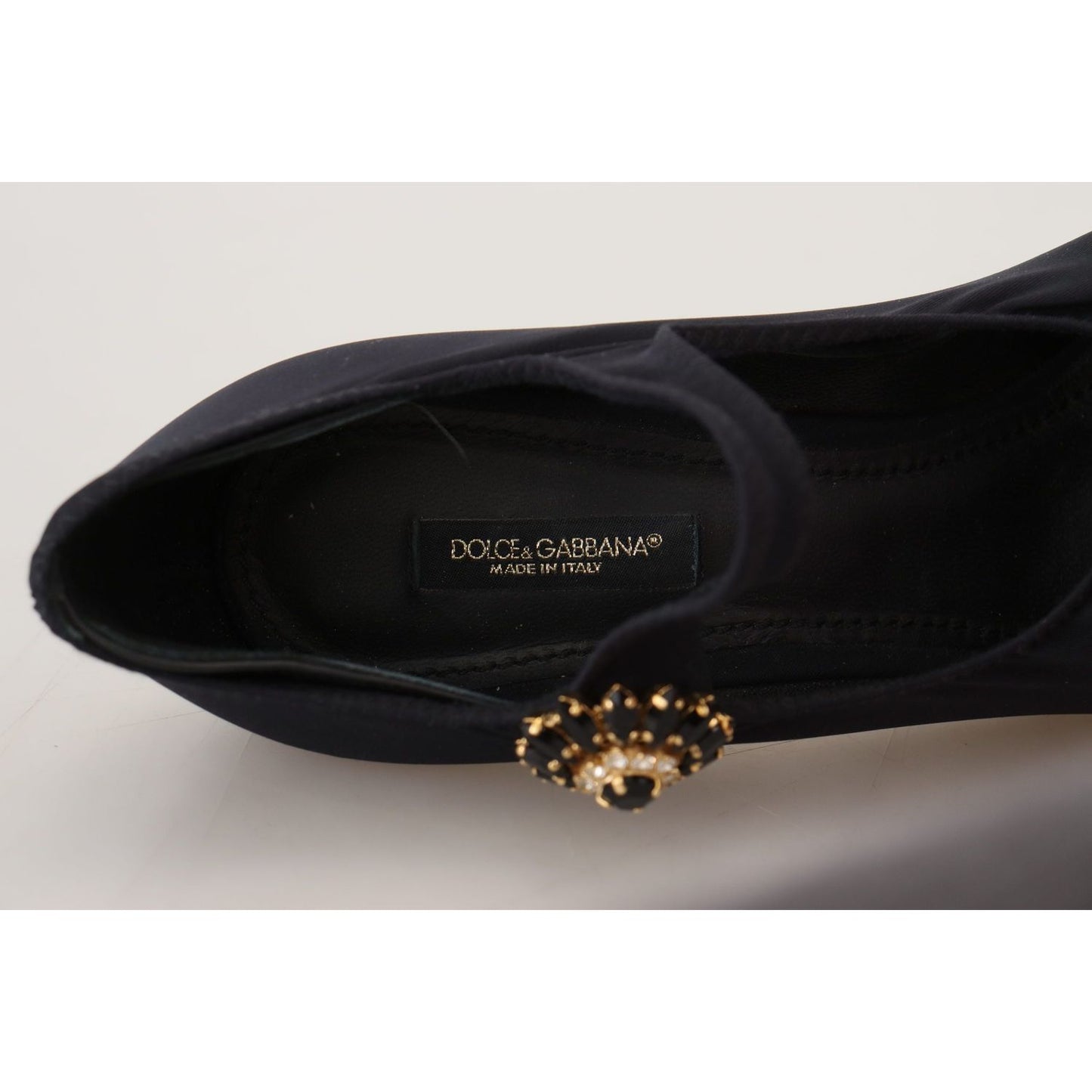 Dolce & Gabbana Chic Black Mary Jane Sock Pumps with Crystals Dolce & Gabbana Dark Slate Gray