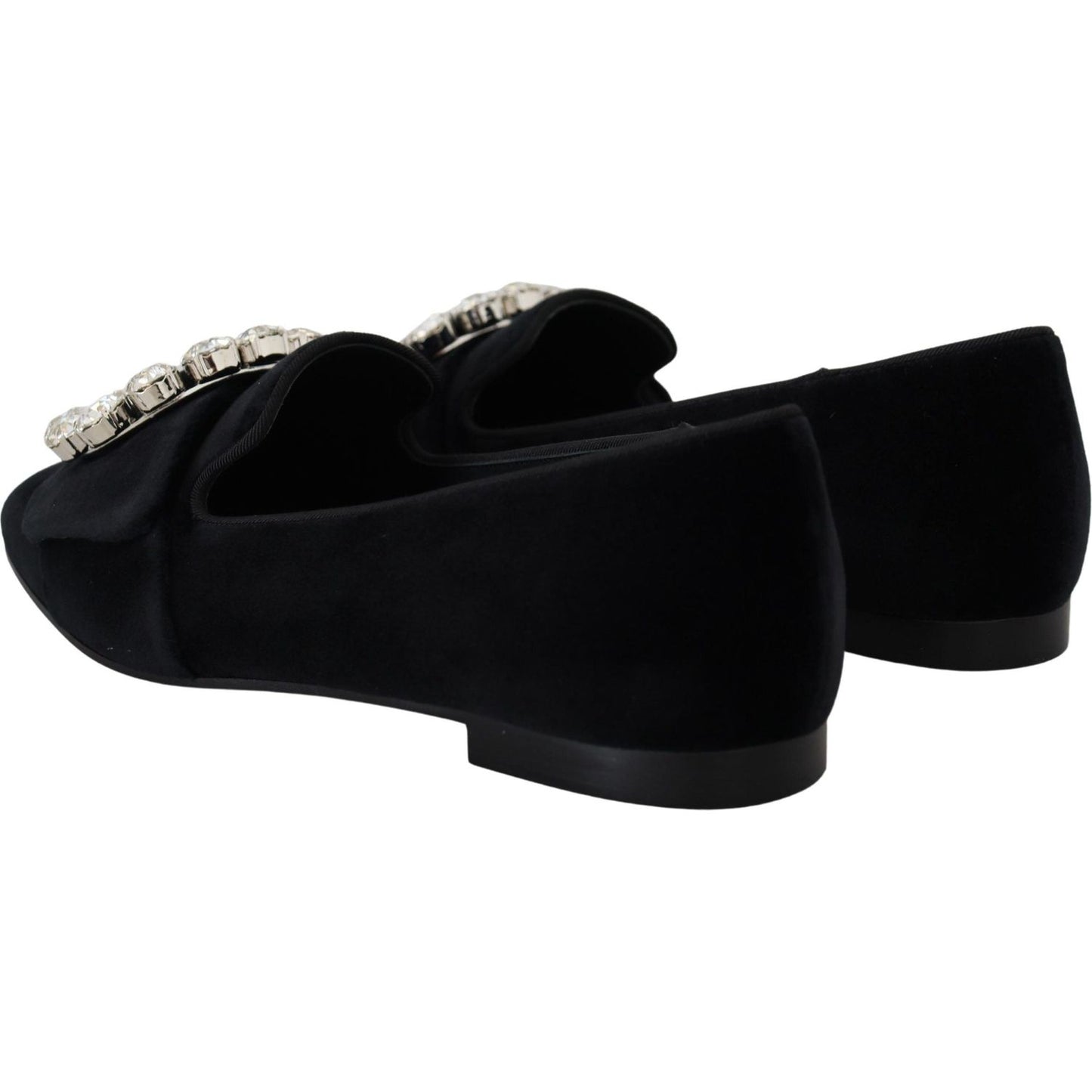 Dolce & Gabbana Chic Velvet Crystal-Embellished Loafers Dolce & Gabbana Black