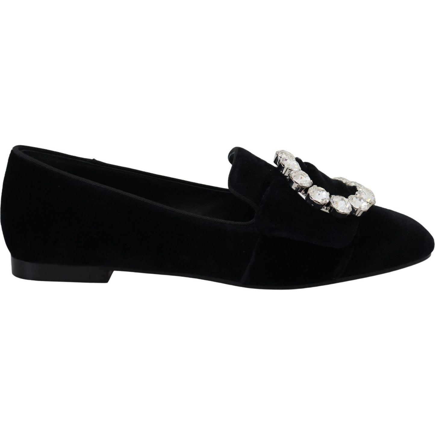 Dolce & Gabbana Chic Velvet Crystal-Embellished Loafers Dolce & Gabbana Black