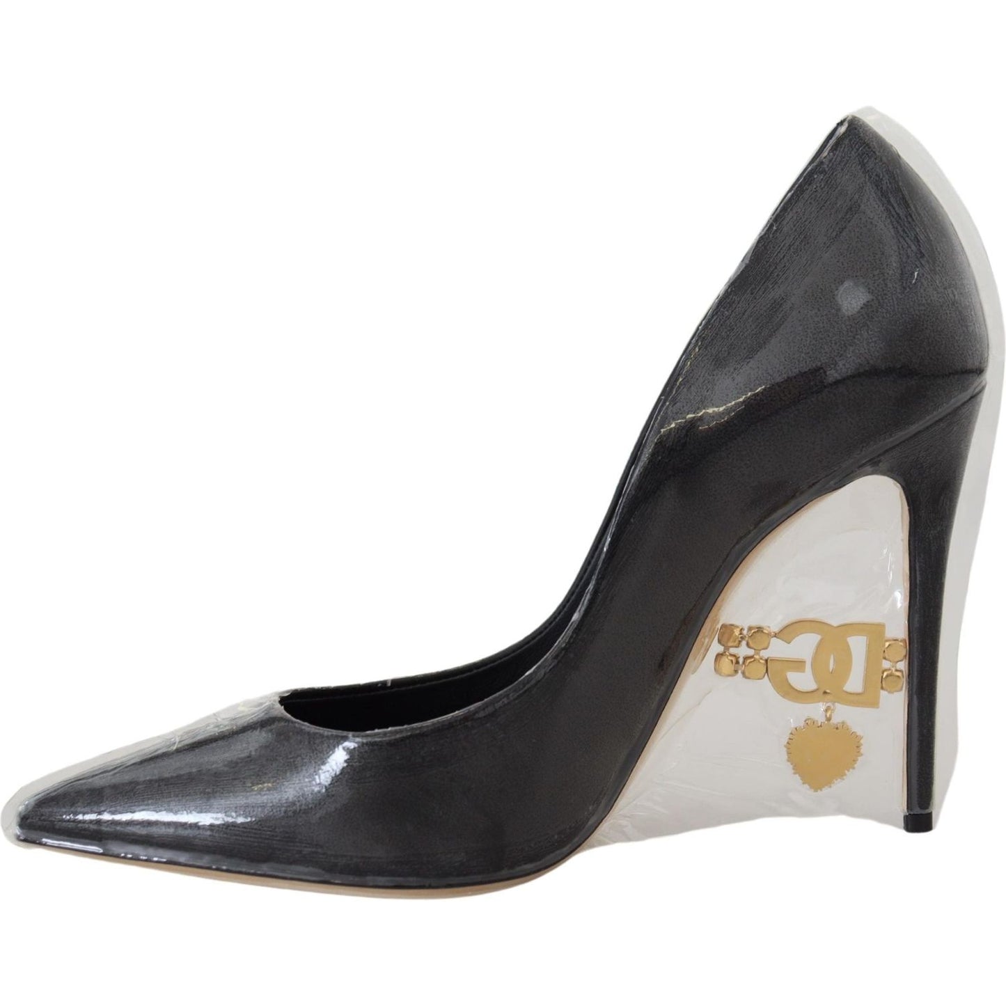 Dolce & Gabbana Elegant Black Gold Detail Heels Pumps Dolce & Gabbana Gray