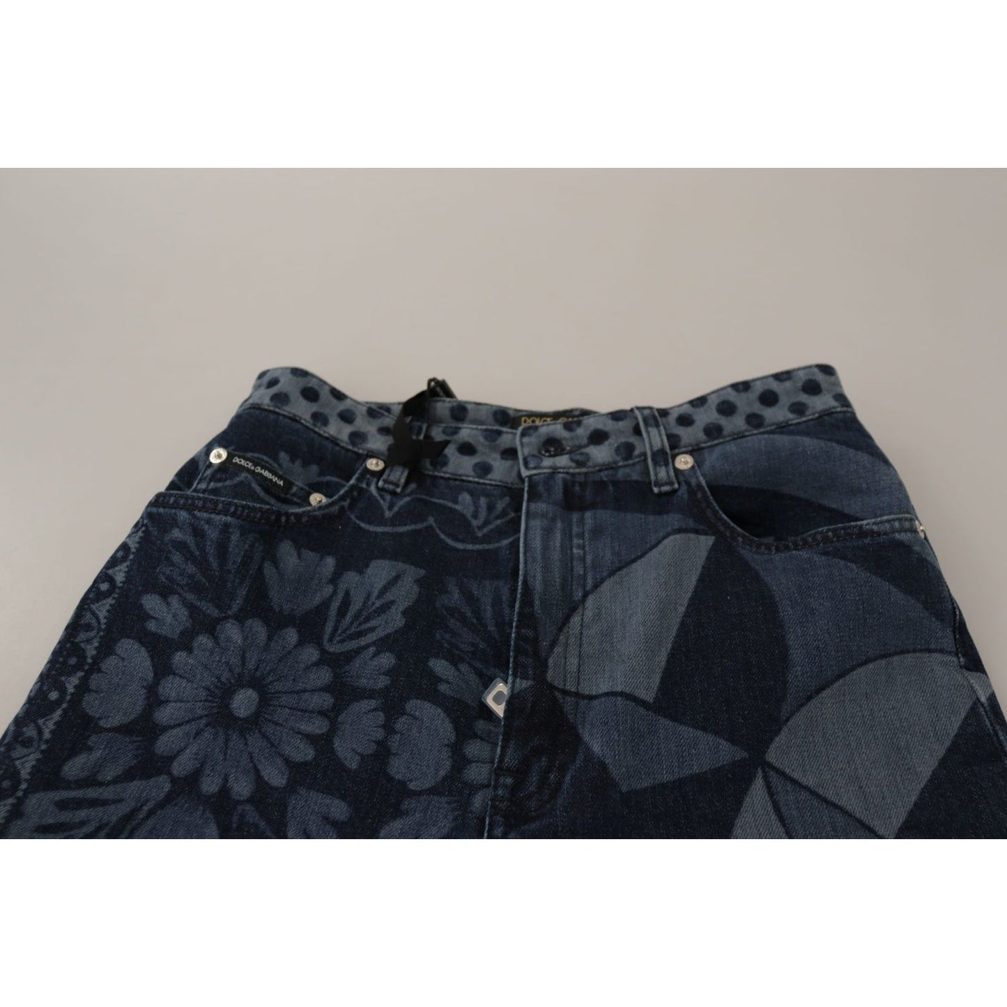 Dolce & Gabbana Elegant Floral High Waist Skinny Jeans Dolce & Gabbana Dark Slate Gray