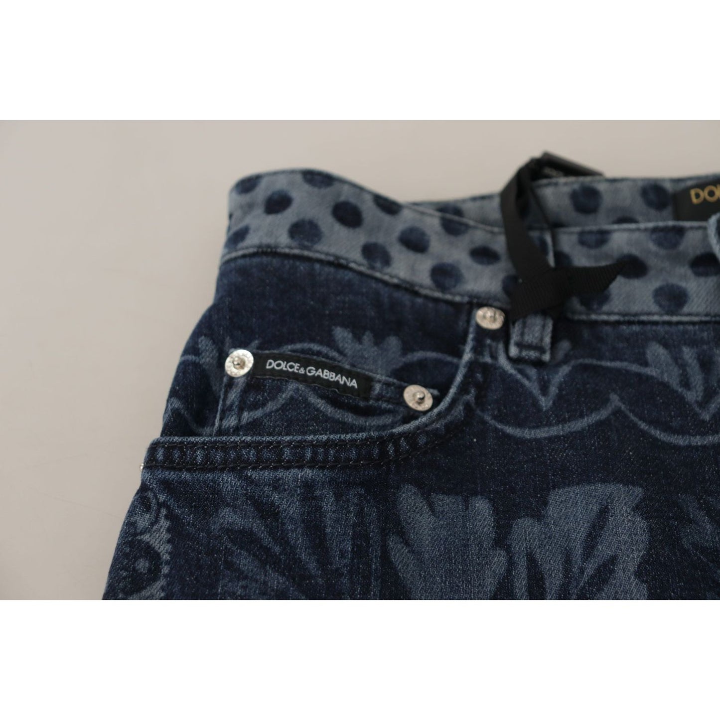 Dolce & Gabbana Elegant Floral High Waist Skinny Jeans Dolce & Gabbana Dark Slate Gray