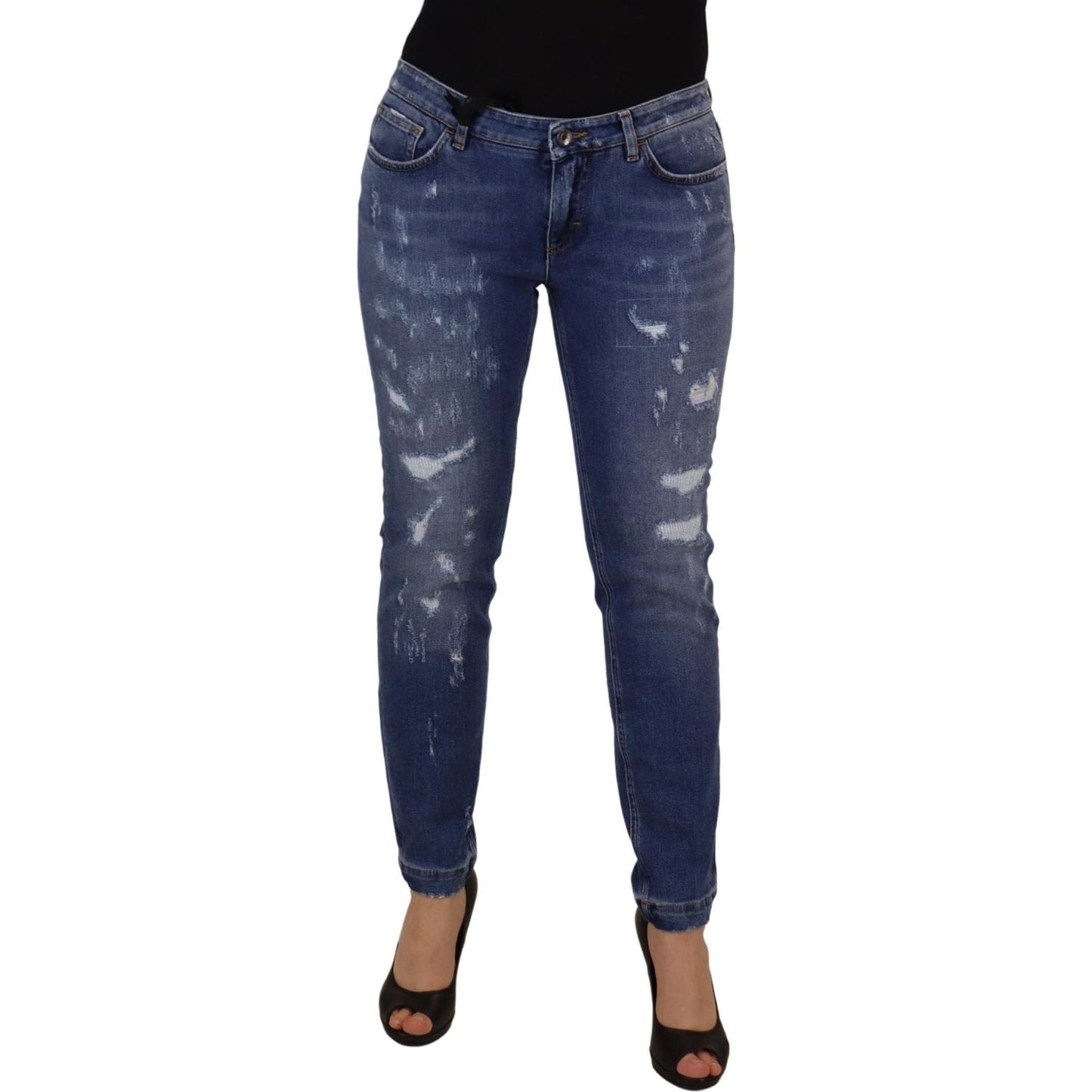 Dolce & Gabbana Chic Low Waist Skinny Denim Jeans Dolce & Gabbana Dark Slate Gray
