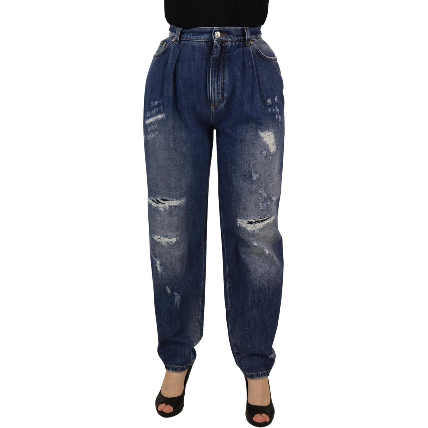 Dolce & Gabbana High Waist Skinny Denim Jeans - Chic Blue Washed Dolce & Gabbana Dark Slate Gray