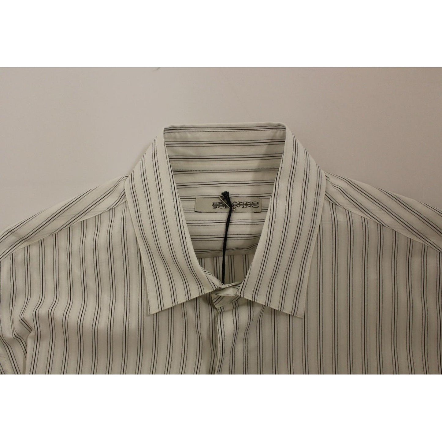 Ermanno Scervino White Black Striped Regular Fit Casual Shirt Ermanno Scervino