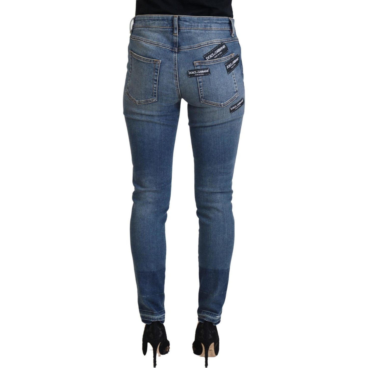 Dolce & Gabbana Elegant Tattered Denim Pants – Chic Casualwear Dolce & Gabbana Dark Slate Gray