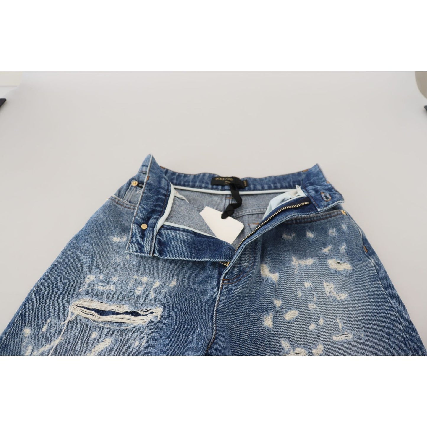 Dolce & Gabbana Chic Tattered Denim Pants - Indigo Essence Dolce & Gabbana Dark Slate Gray