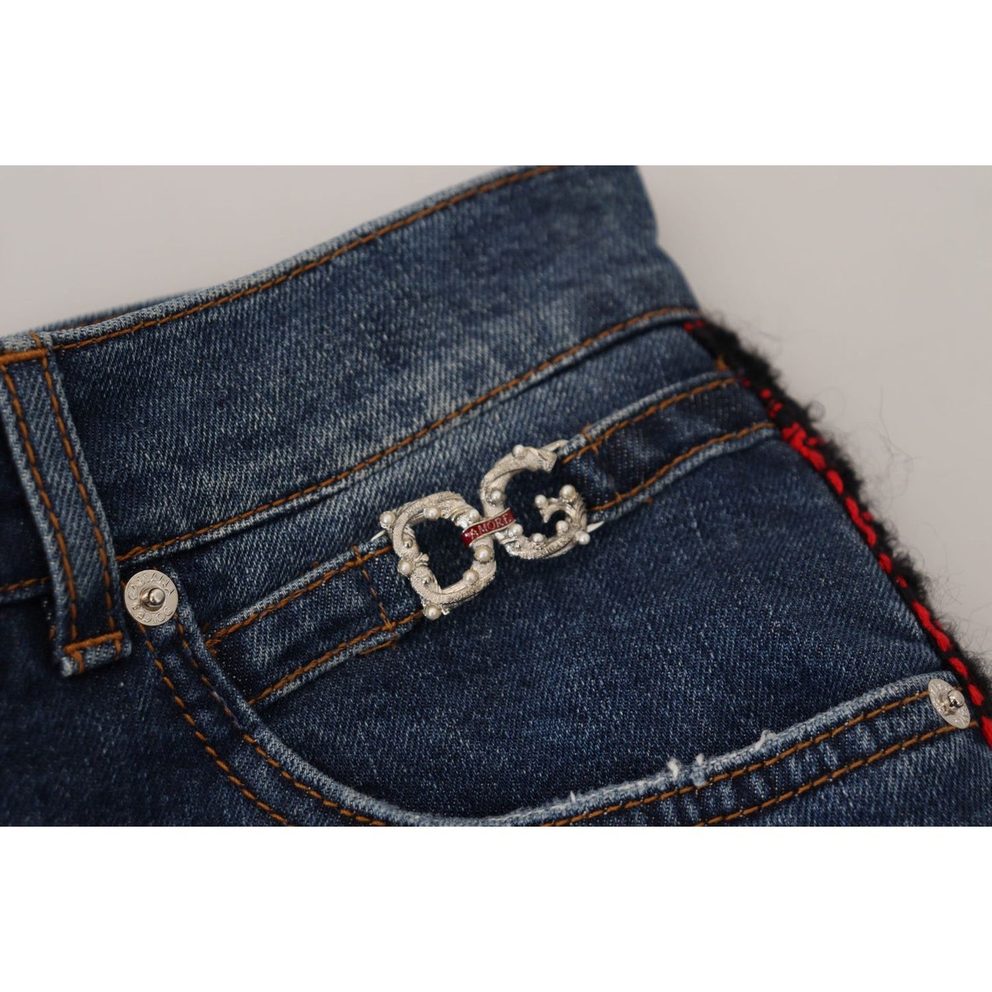 Dolce & Gabbana Elevated Elegance Checkered Back Denim Pants Jeans & Pants Dolce & Gabbana Gray