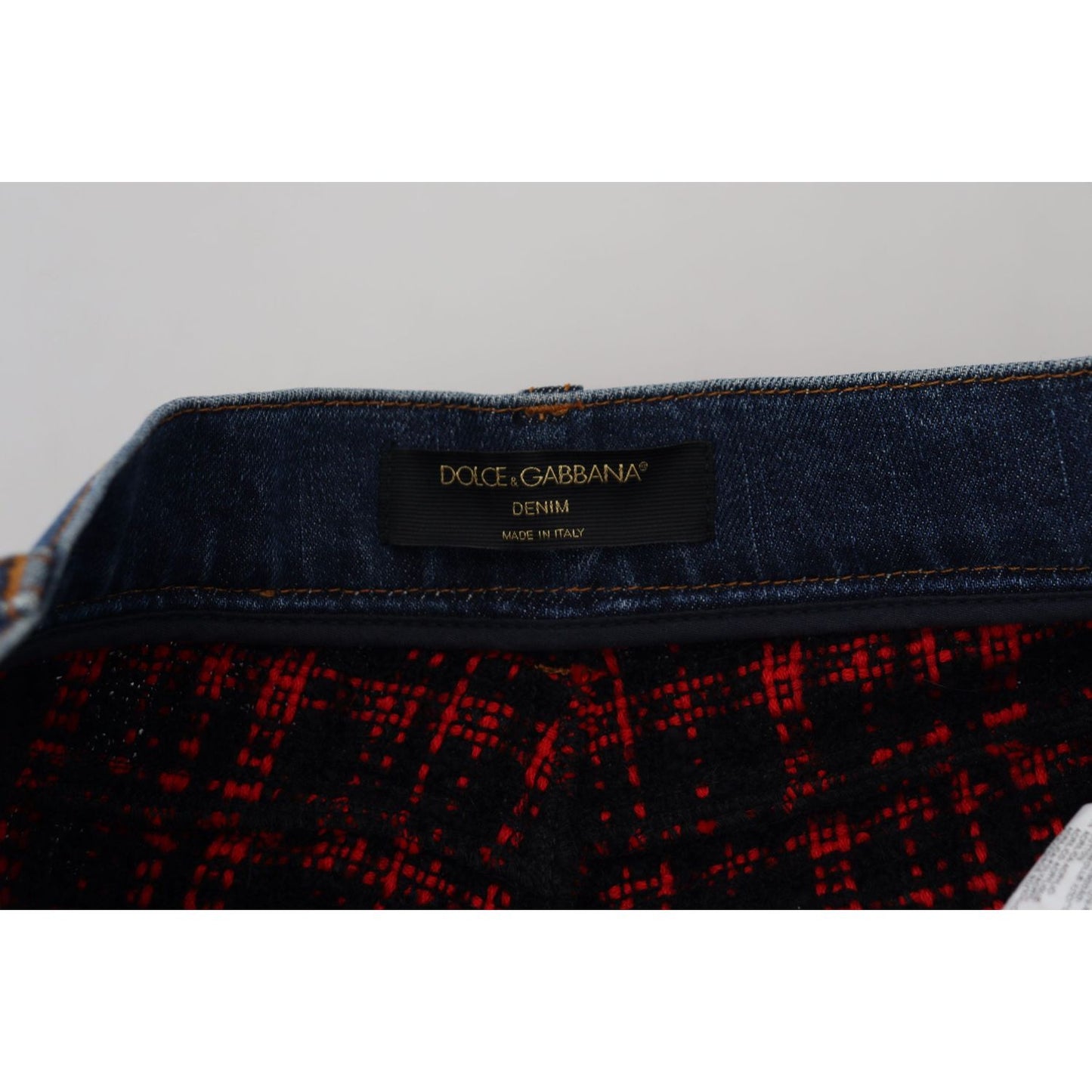 Dolce & Gabbana Elevated Elegance Checkered Back Denim Pants Jeans & Pants Dolce & Gabbana Black